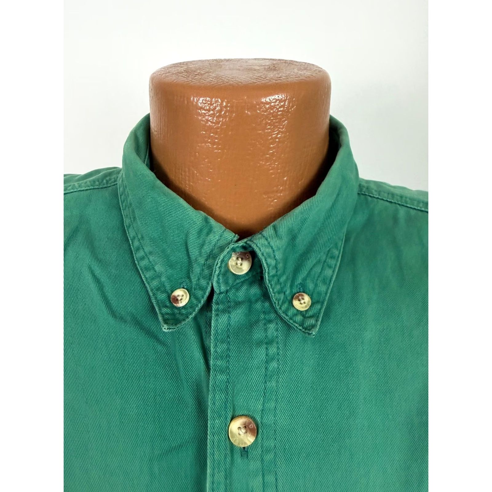 Faded Glory VINTAGE 90s Faded Glory Shirt Men XL Green Cotton Twill Button-Up Short Sleeve Regular Shadowed Sturdy Midweight Pockets 90s Theme Mens Size US XL / EU 56 / 4 - 3 Thumbnail