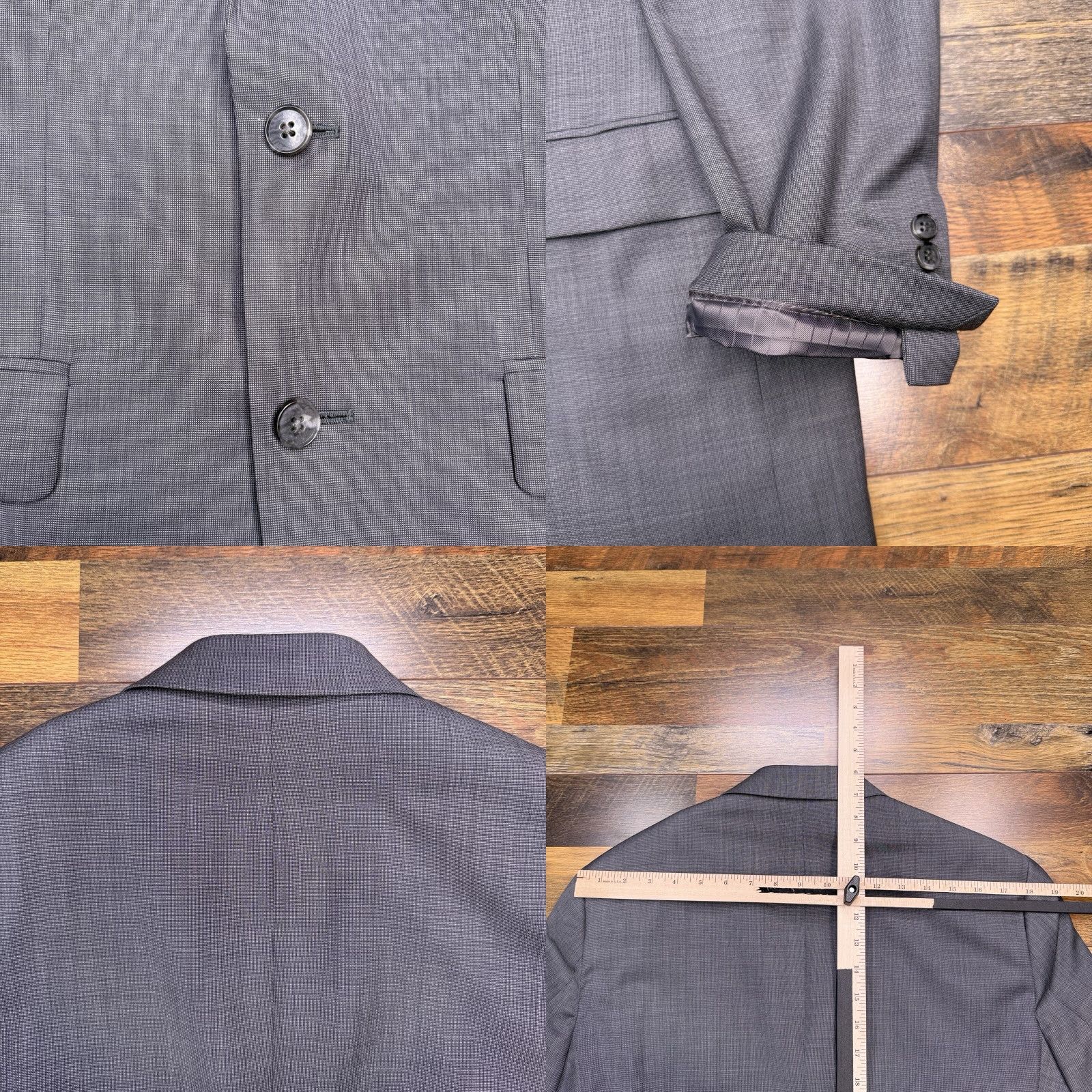 Jos. A. Bank Jos. A. Bank Traveler Suit Jacket 38R Gray Wool Slim Notch Double-Vented Blazer Men Regular Size 38R - 8 Thumbnail
