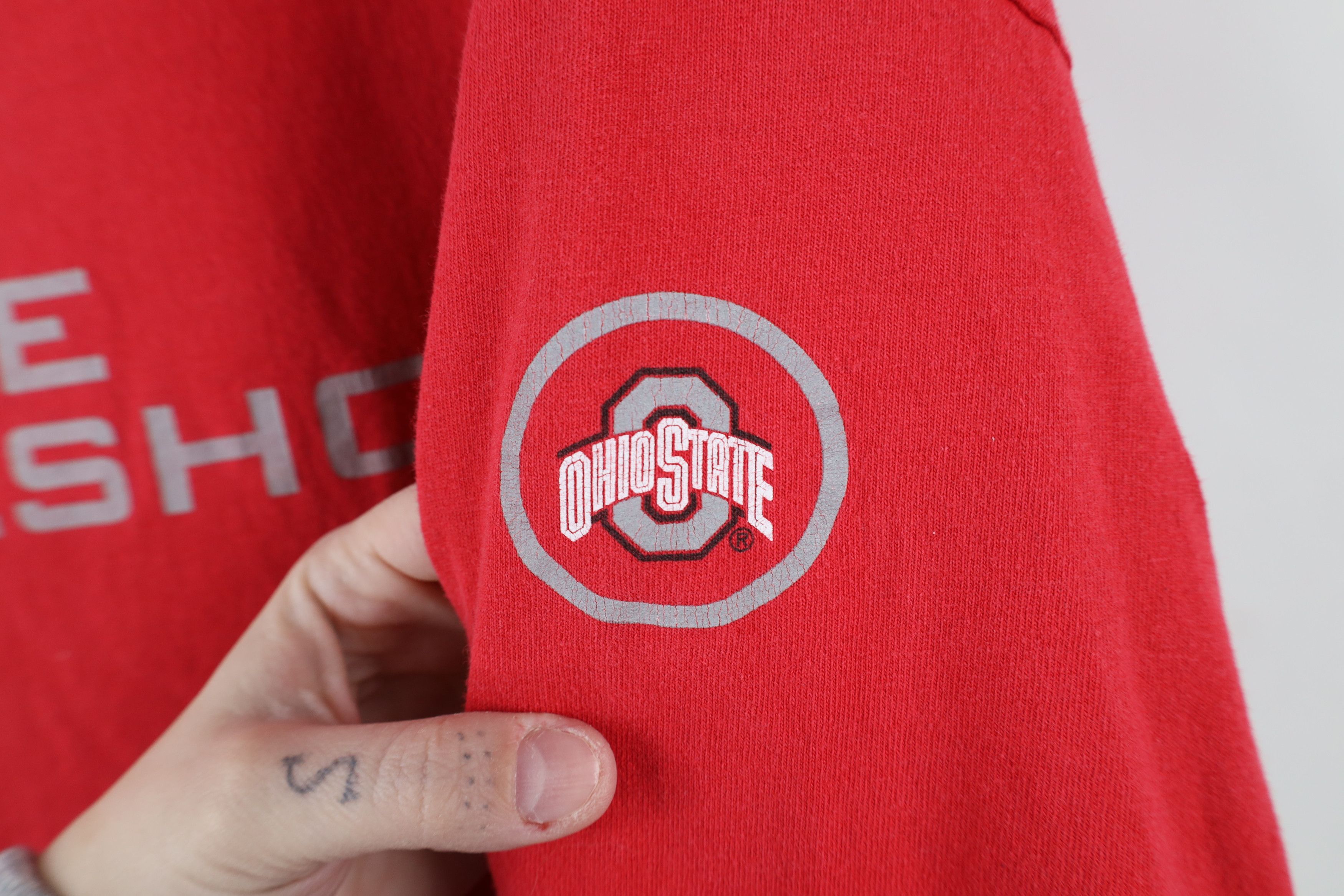 Nike × Vintage Vintage 90s Y2K Nike Swoosh Ohio State Horseshoe T-Shirt Size US XL / EU 56 / 4 - 4 Thumbnail