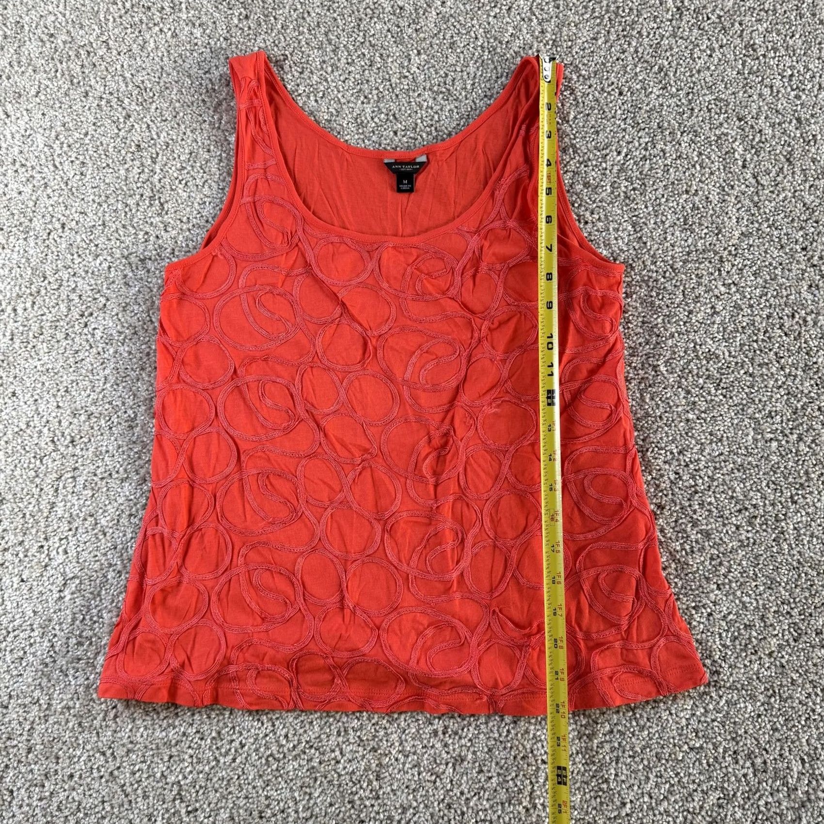 Ann Taylor Ann Taylor Tank Top Womens Medium Orange Scoop Neck Embroidered Geometric Size M / US 6-8 / IT 42-44 - 6 Thumbnail