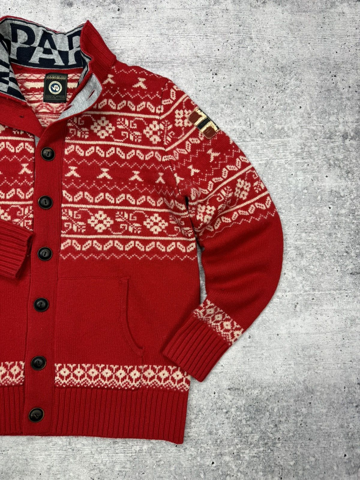 Napapijri × Vintage Vintage Napapijri 90’s Y2K Style Big Logo Rare Wool Sweater Size US L / EU 52-54 / 3 - 6 Thumbnail