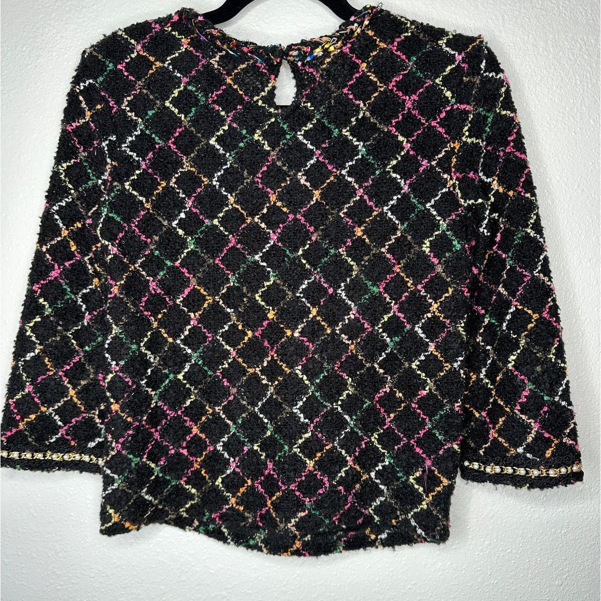 Zara Zara Black Multicolor Knit Sweater Pearls on Sleeves Top S Size S / US 4 / IT 40 - 7 Thumbnail