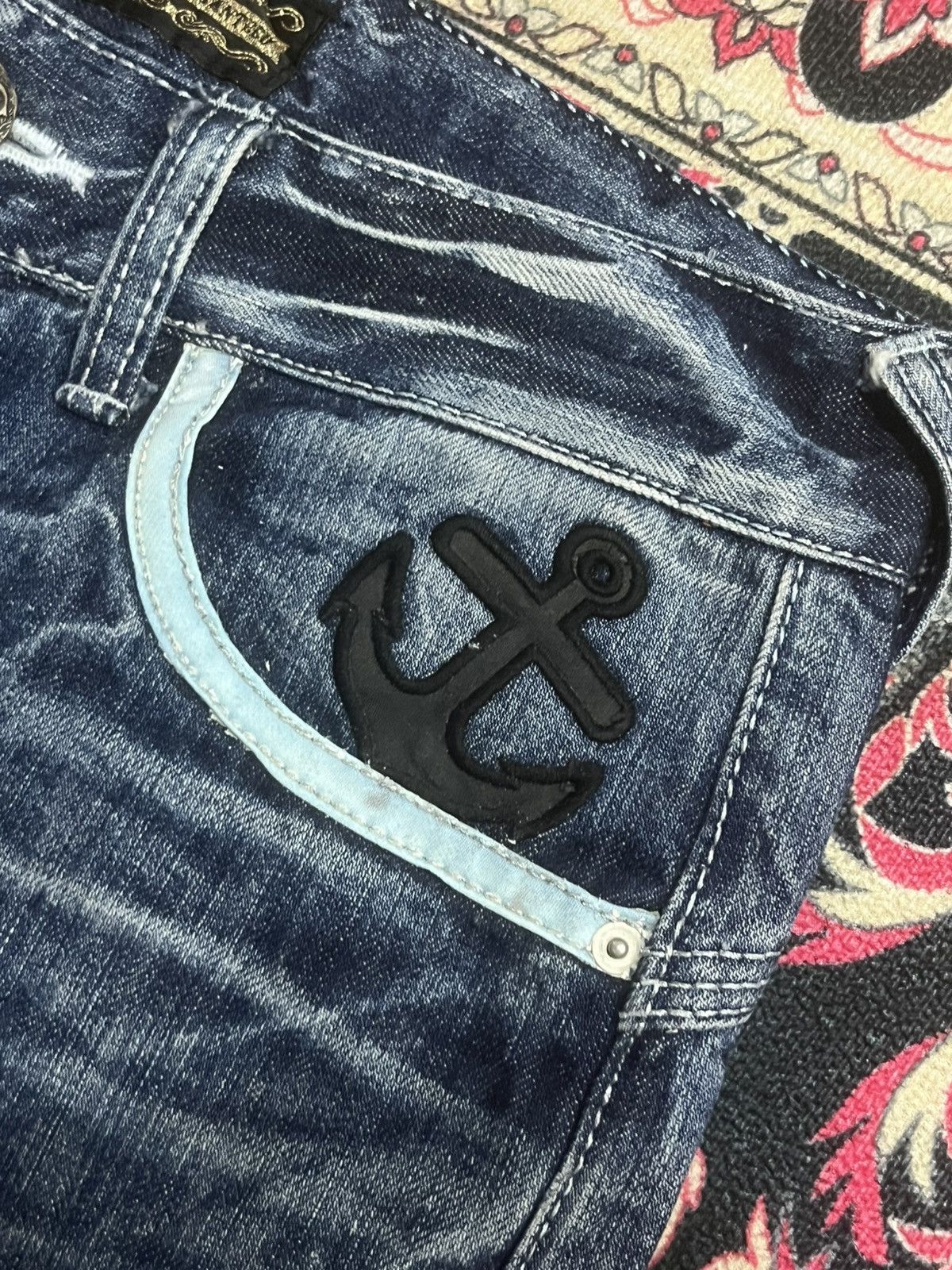 Bounty Hunter Studio RP “One Piece Luffy & Nakama” Blue Thunder Rip Jeans Size US 30 / EU 46 - 7 Thumbnail
