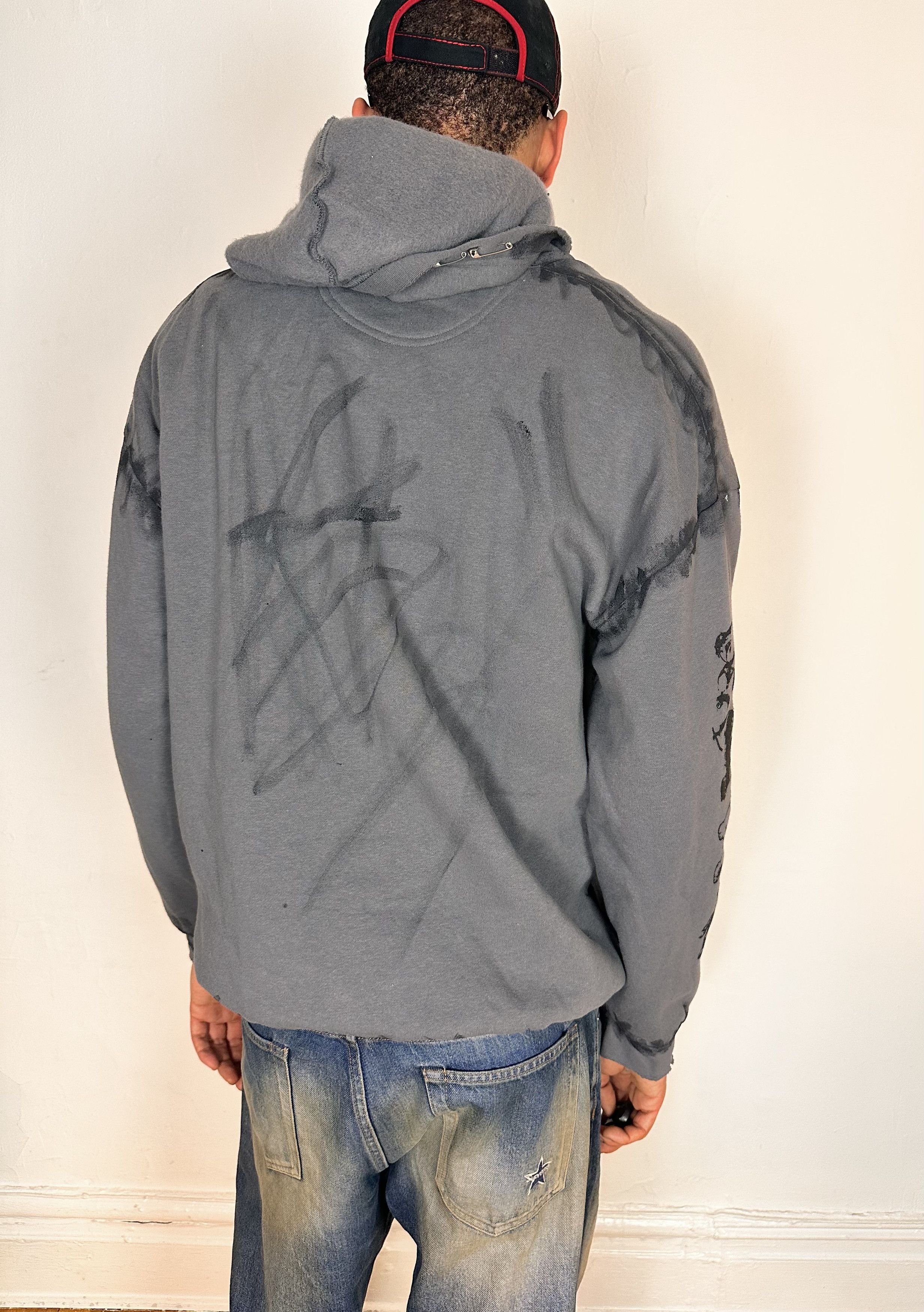 Vintage ASTROBOI* Psycho Teddy Barbed Wire Grey Grunge Hoodie - XL Size US XL / EU 56 / 4 - 9 Thumbnail