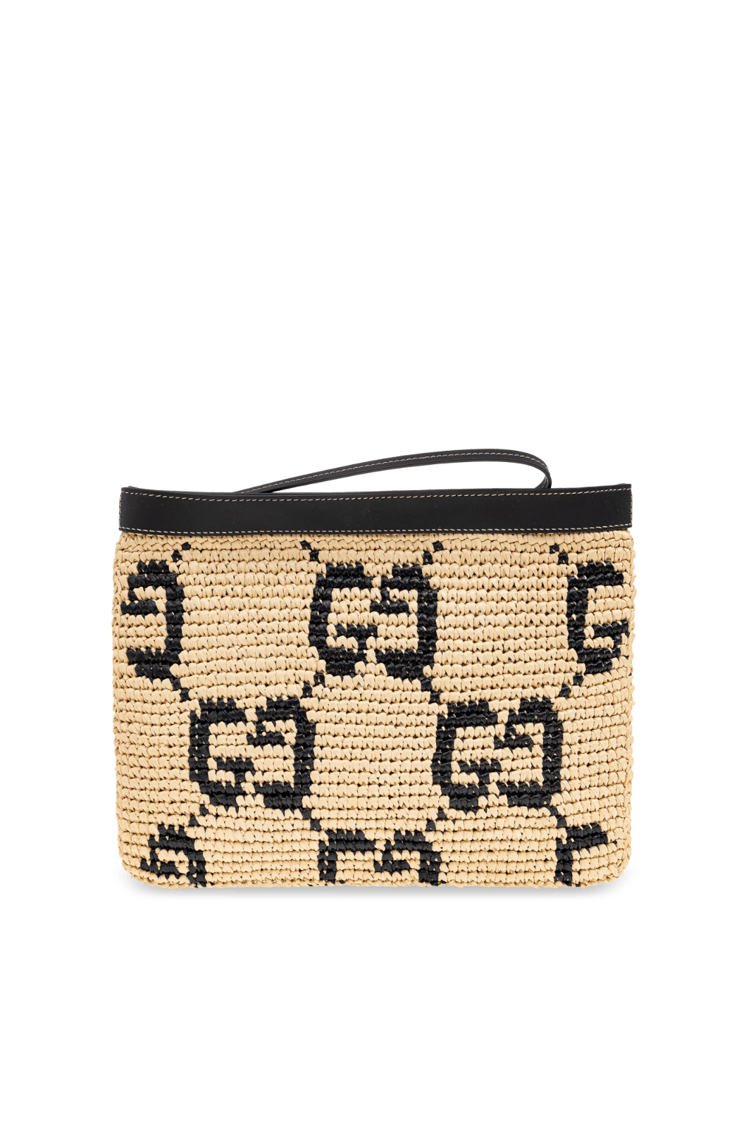 Gucci GUCCI Nat/Blk Raffia Effect Zip Pouch New & Auth Size ONE SIZE - 1 Thumbnail