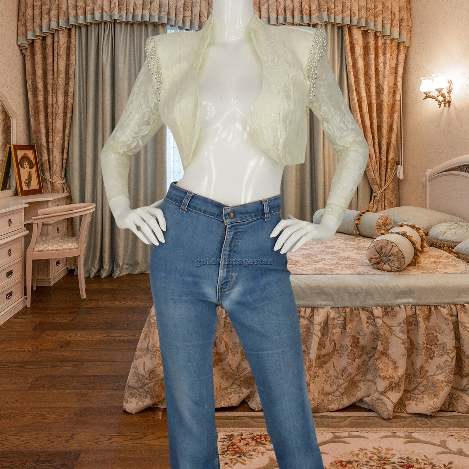 Other Eclectic Beaded Lace Crop Top Jacket Vintage XS Size XS / US 0-2 / IT 36-38 - 3 Thumbnail