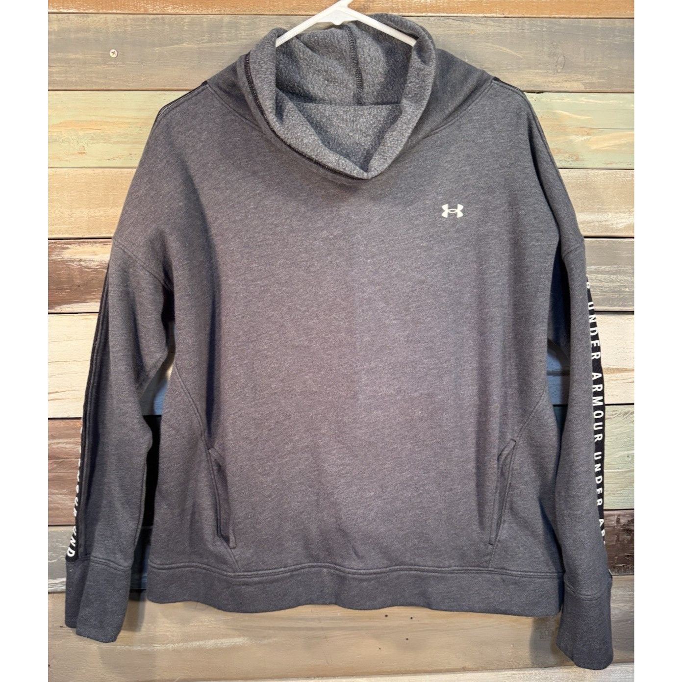 Under Armour UNDER ARMOUR Women's Gray Fleece Loose Turtleneck Pullover H Size L / US 10 / IT 46 - 1 Thumbnail