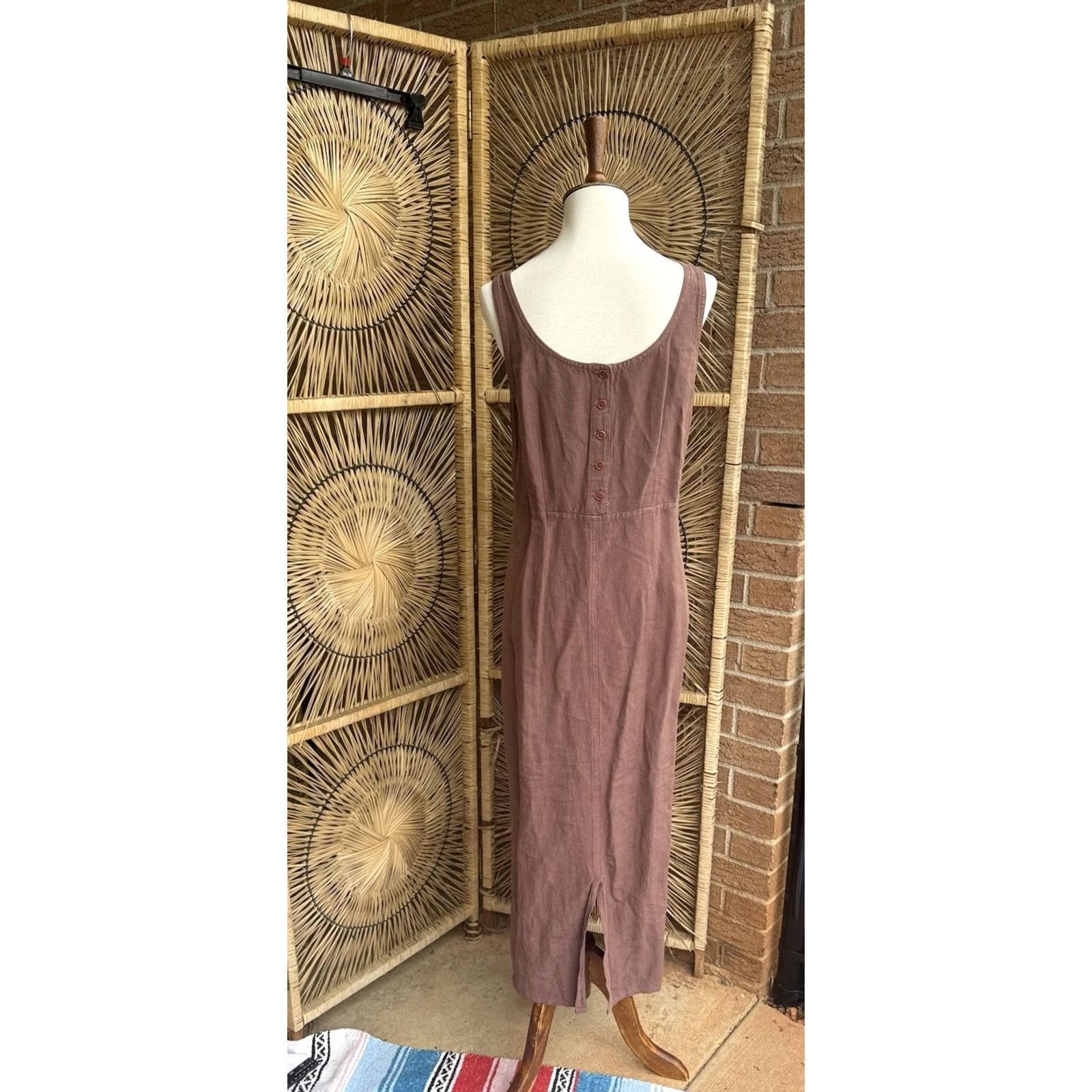 Johnny Was VINTAGE Johnny Was Collection Maxi Dress Linen Blend Boho Brown S Women’s Size S / US 4 / IT 40 - 5 Thumbnail