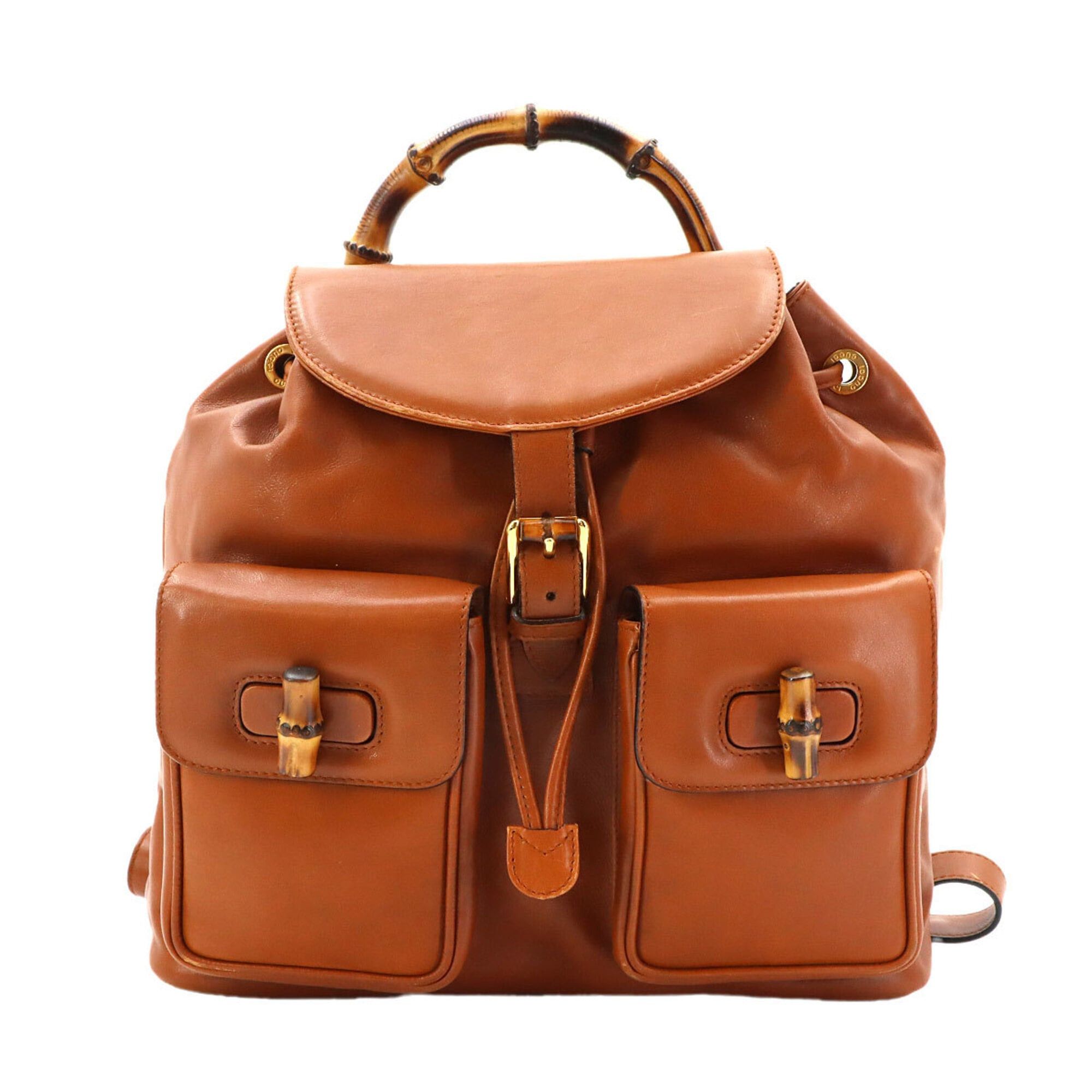 Gucci Gucci Bamboo Backpack, Leather, Brown, Gold Hardware, 003.1998.0016 Size ONE SIZE - 1 Thumbnail