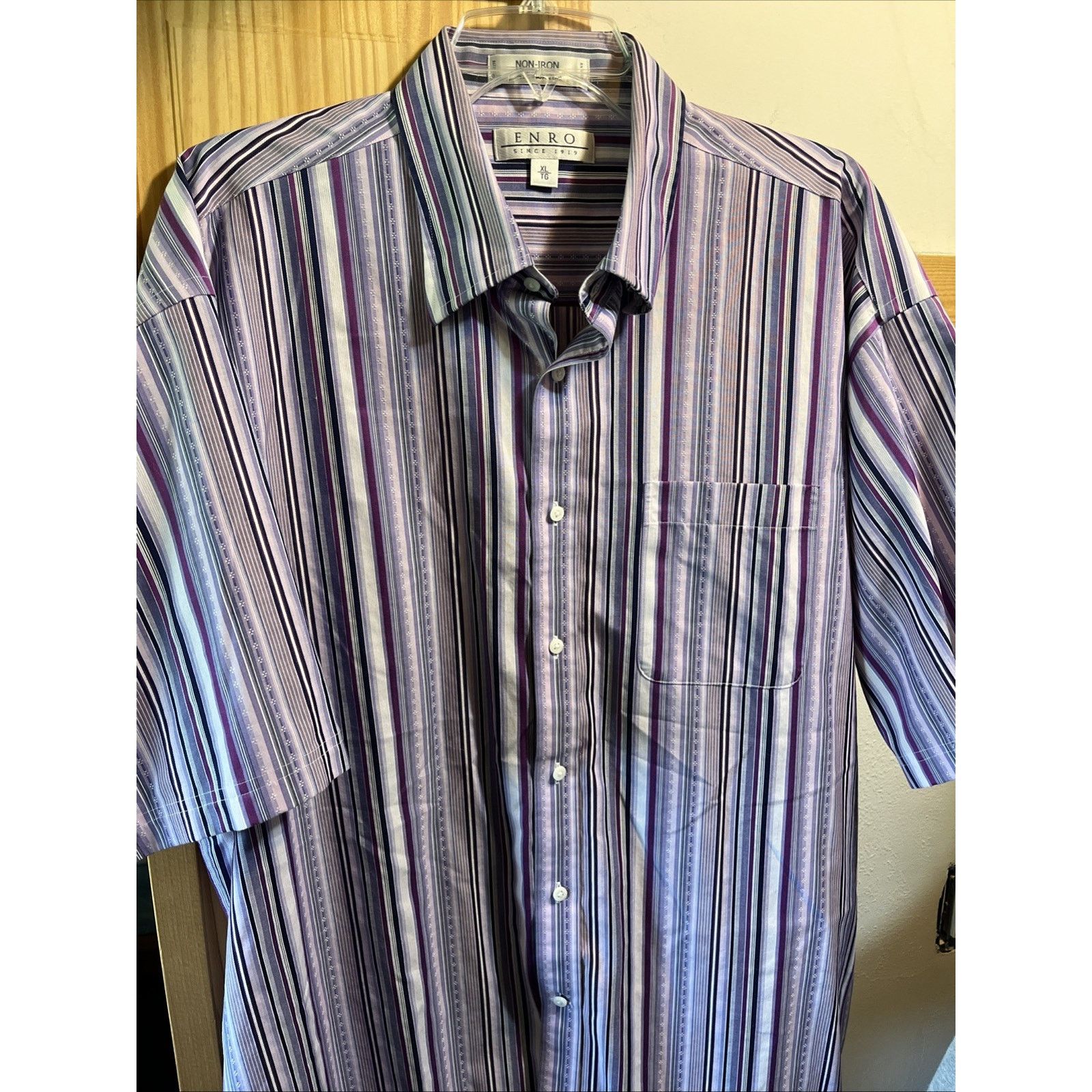 Enro ENRO Vintage Men’s XL Purple Striped SS Button Cotton Shirt Size US L / EU 52-54 / 3 - 7 Thumbnail