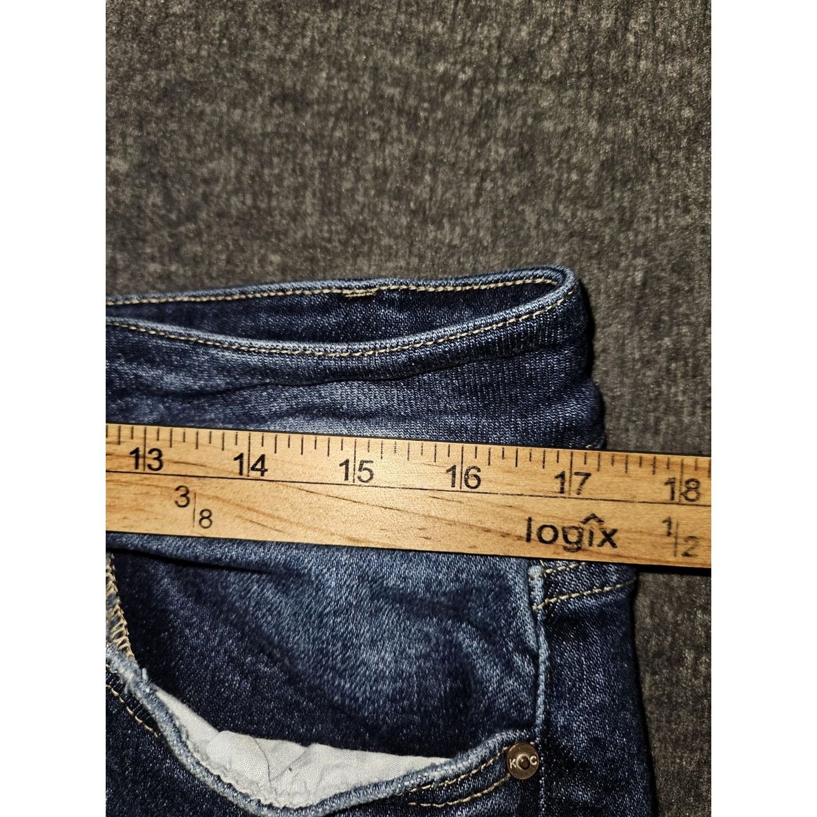 Vintage KanCan Jeans Womens 16 Medium Wash High Rise Skinny Distressed Raw Hem Denim Size 38" / US 16 / IT 52 - 4 Thumbnail