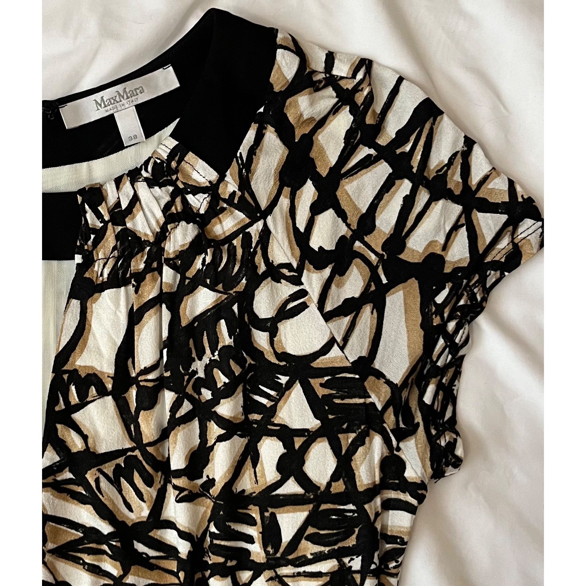 Max Mara $885 New Max Mara 38 US 4 Sheath Dress Jersey Knit Geo Midi Size S / US 4 / IT 40 - 6 Thumbnail