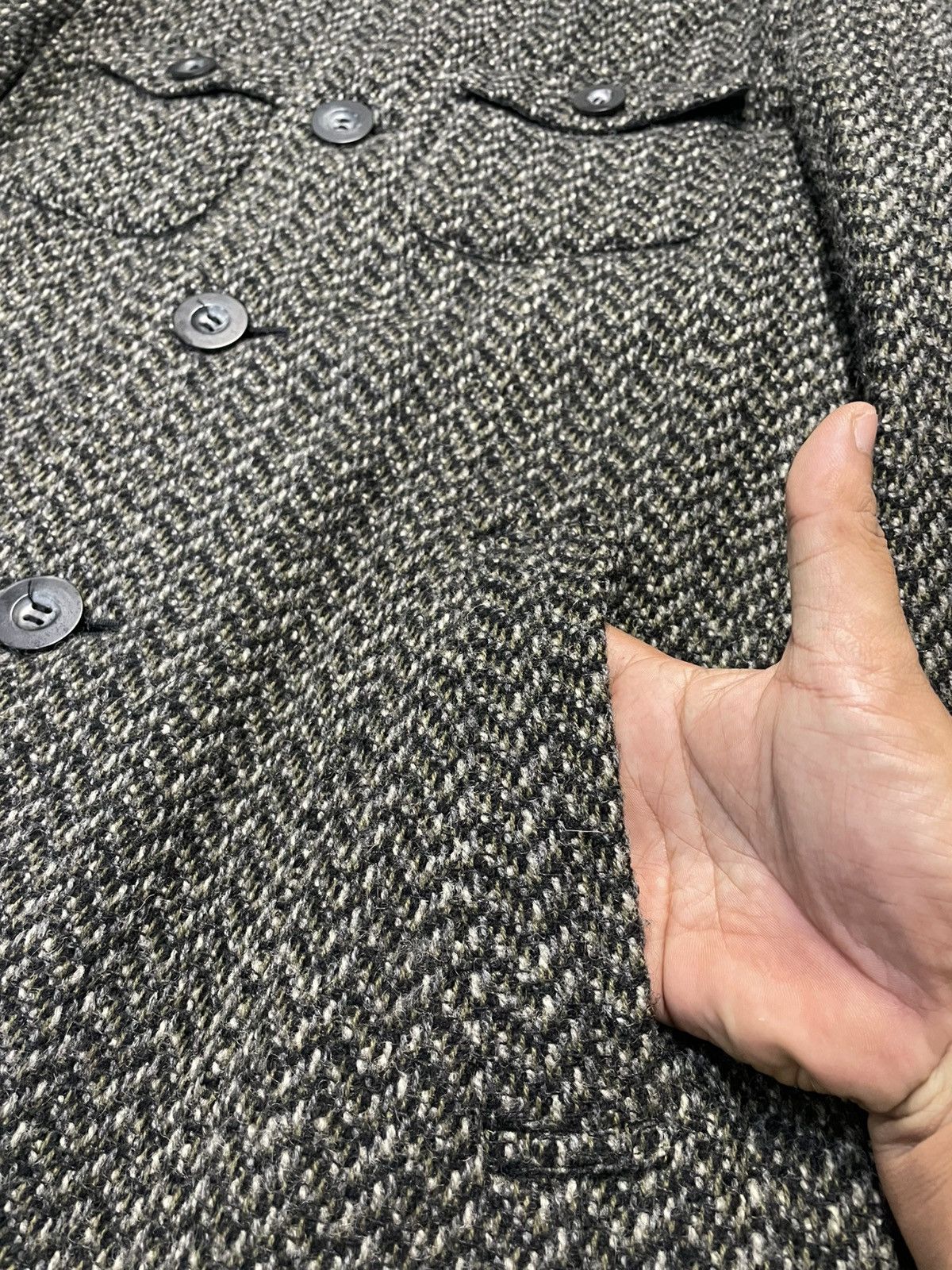 Japanese Brand PPFM HERRINGBONE Wool Long Jacket Heavy Coat Size US M / EU 48-50 / 2 - 5 Thumbnail
