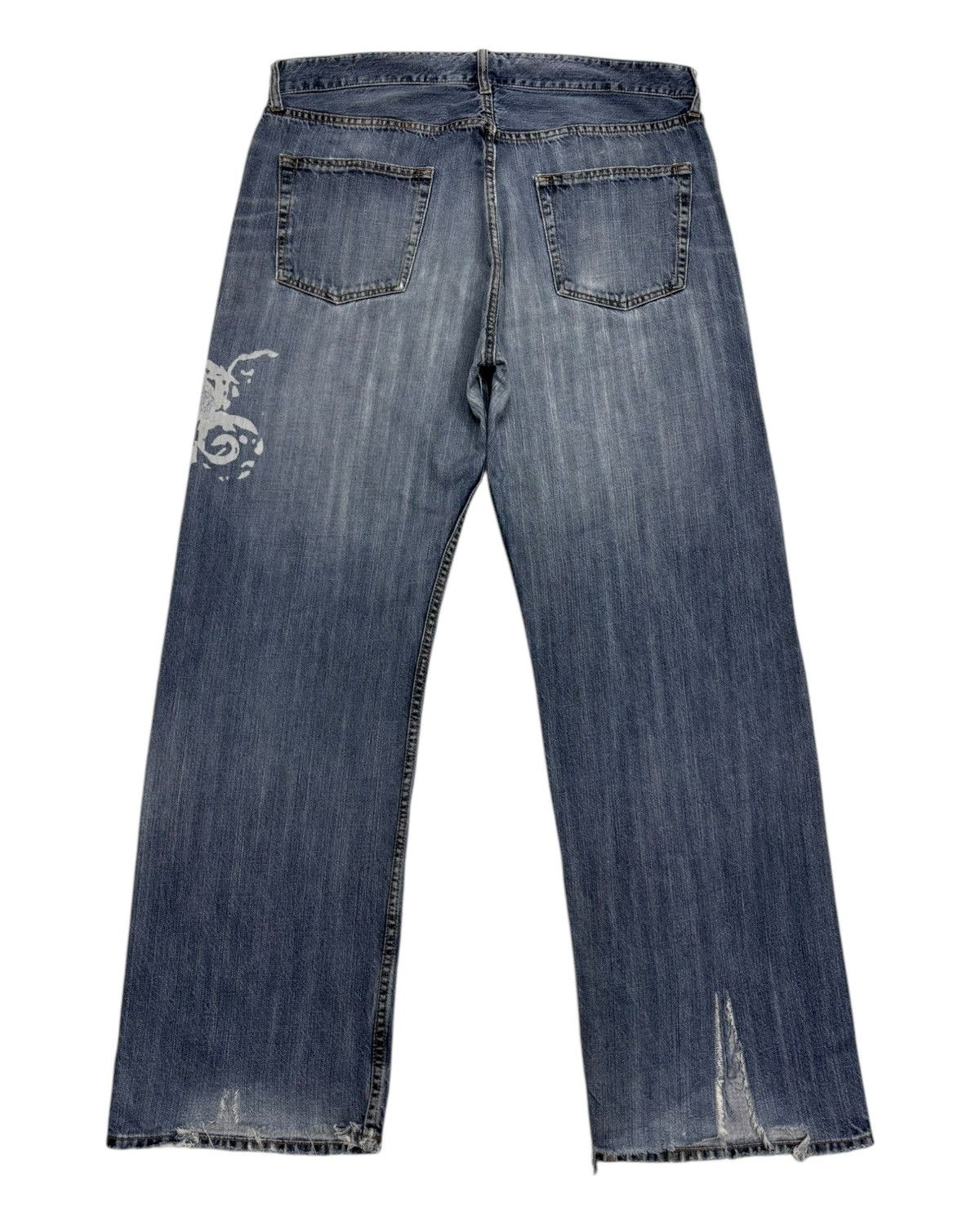 If Six Was Nine Vintage Japanese Karakuri Tamashii Style Dragon Baggy Jeans Size US 37 - 9 Thumbnail