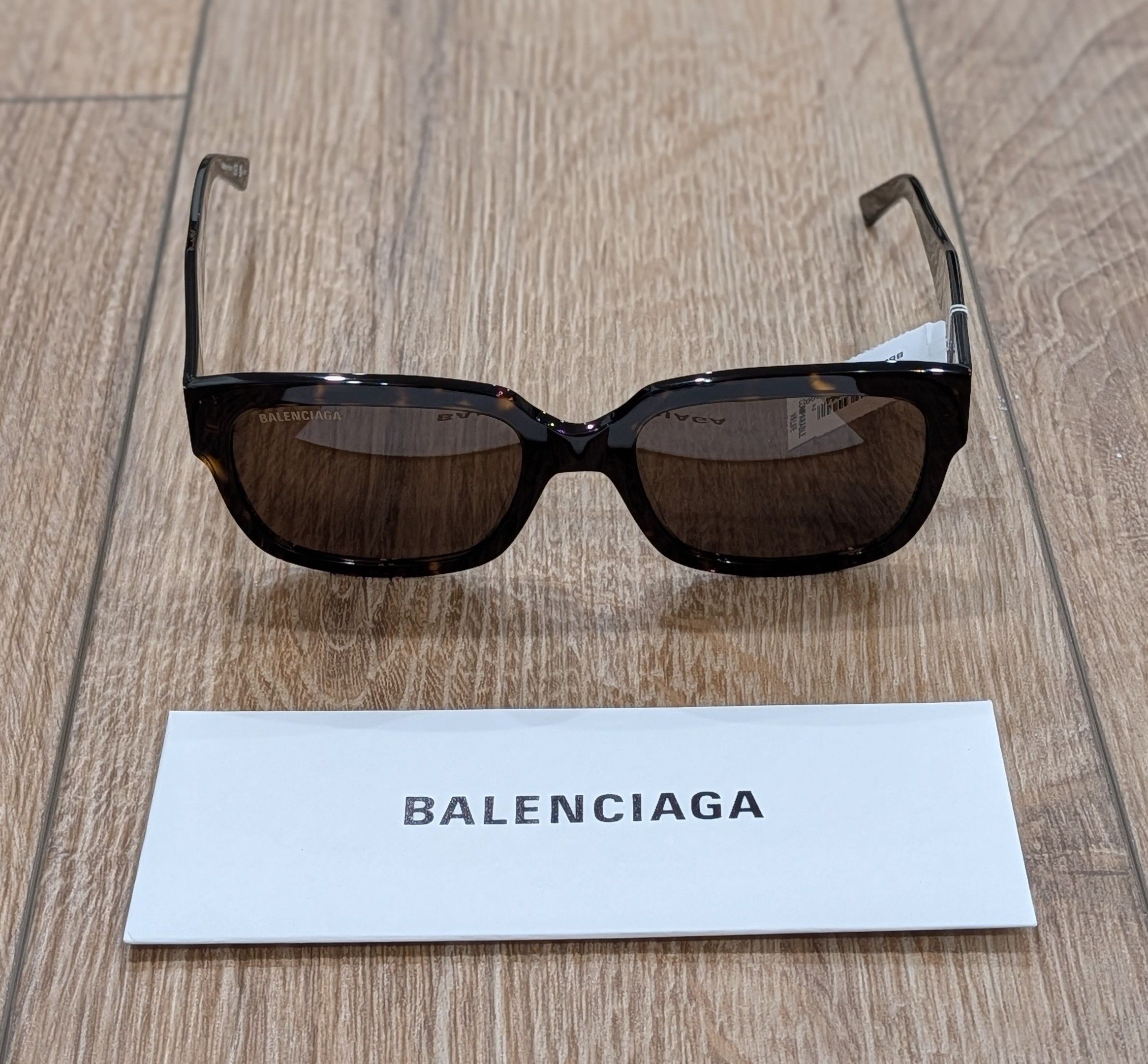 Balenciaga BALENCIAGA 55mm Rectangle Sunglasses Havana Brown Size ONE SIZE - 1 Thumbnail