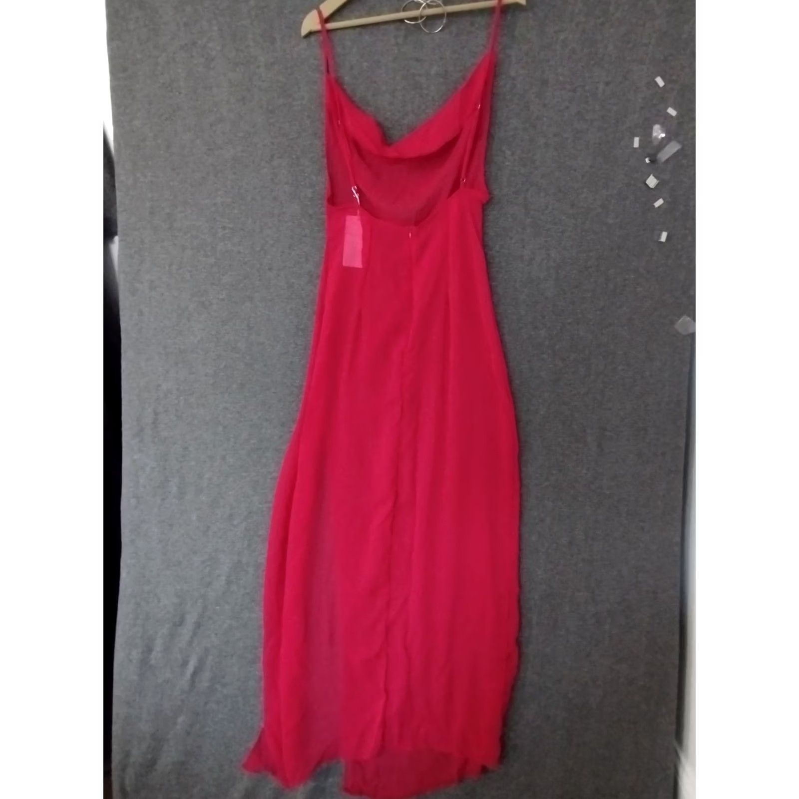 Vintage Toluca Swim Red Maxi Cover Up Cowl Neck Sheer Dress - Size M - Women’s Beach Summer Party Ladies Size M / US 6-8 / IT 42-44 - 2 Thumbnail
