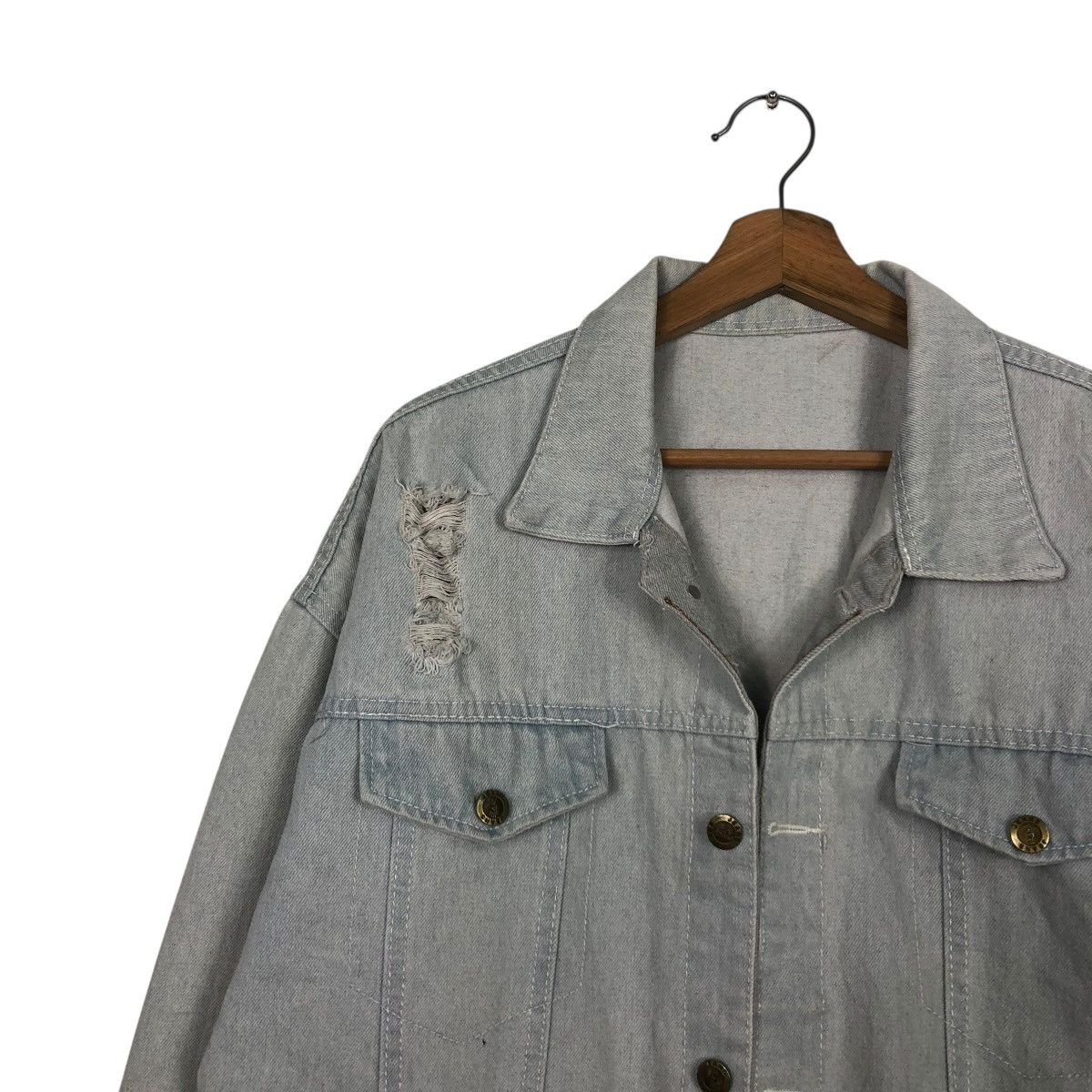 Japanese Brand 🔥VINTAGE DENIM JACKET BIKER UNBRANDED BIG LOGO BACK HIT Size US M / EU 48-50 / 2 - 9 Thumbnail