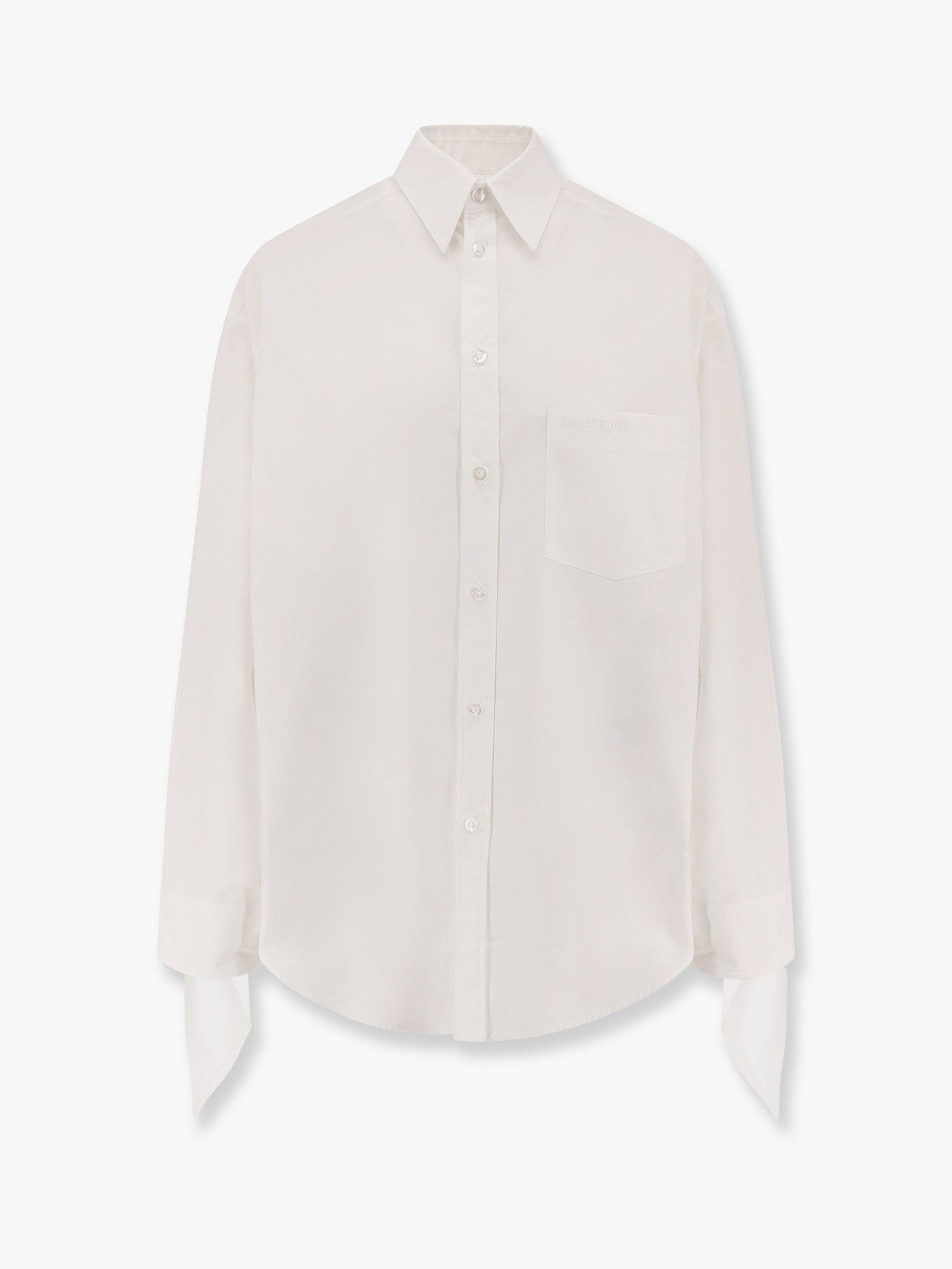 Tシャツ・カットソー BALENCIAGA Oversize cotton shirt with knotted details Balenciaga Oversize Stripe Knot Detail Long Sleeve Cotton