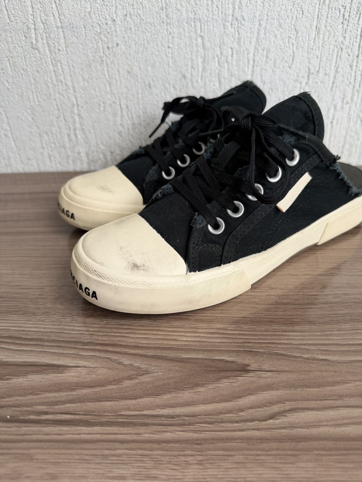 Balenciaga distress paris slip on mules Size US 6.5 / EU 39-40 - 4 Thumbnail
