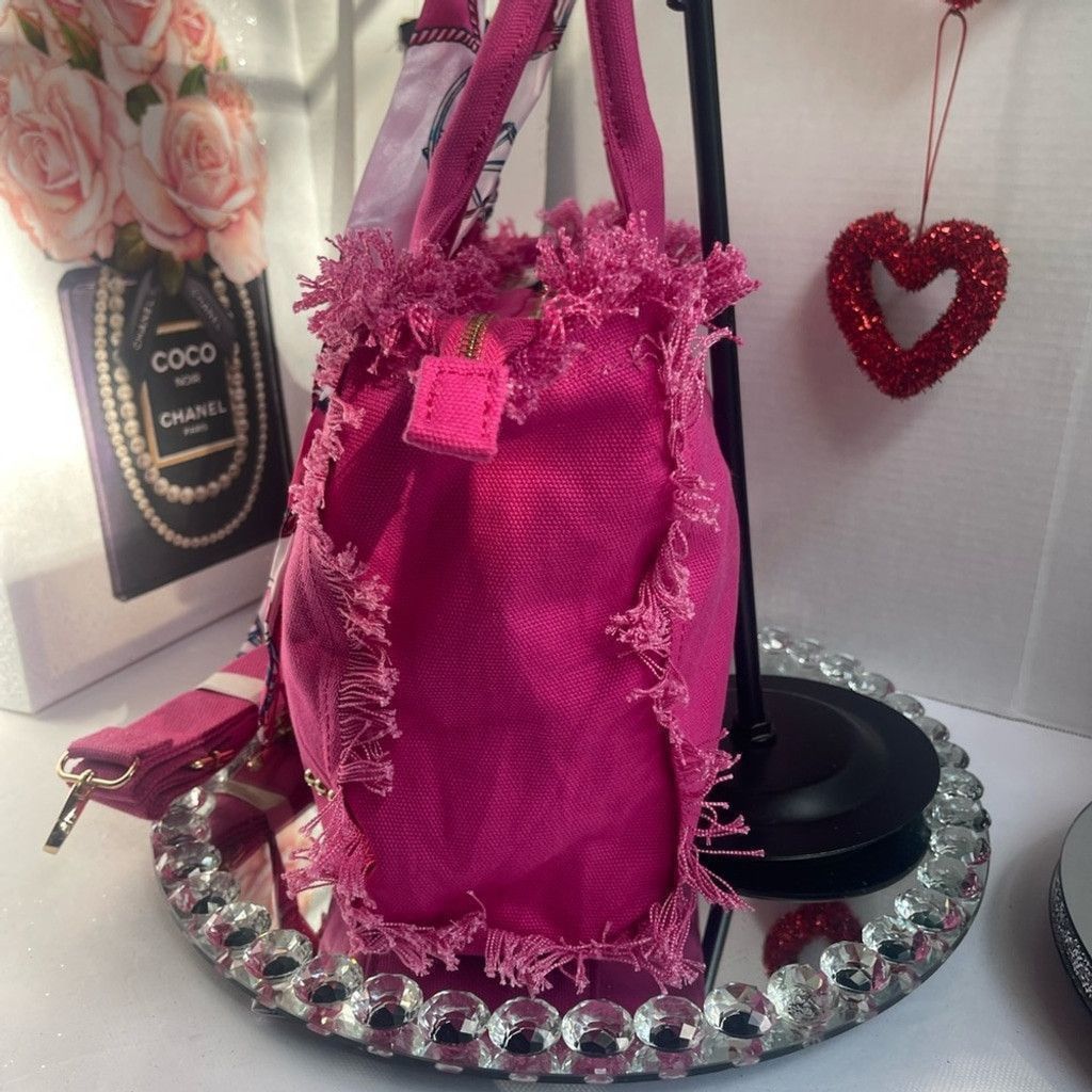 Other Pretty Simple Pink Fringe Tote Bag new w/ tags Size ONE SIZE - 3 Thumbnail
