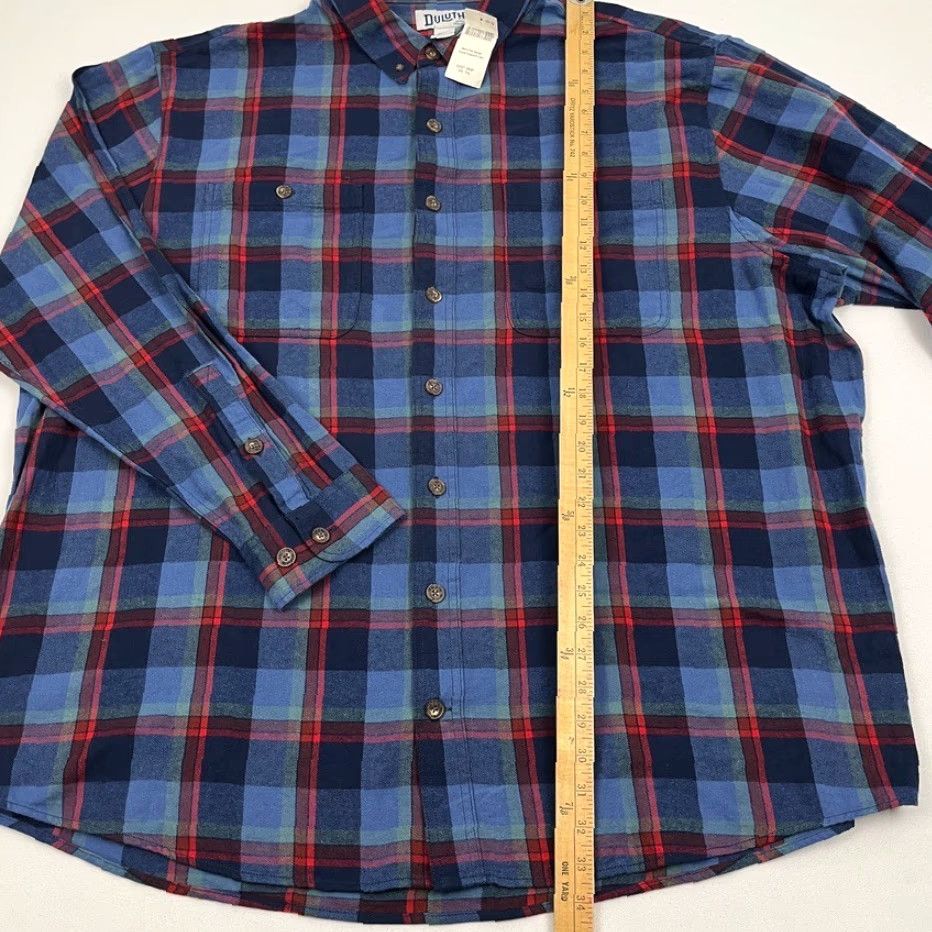 CO Duluth Trading Co Free Swingin Flannel Shirt Mens 3XLT Tall Relaxed Blue Plaid Size US XXL / EU 58 / 5 - 3 Thumbnail