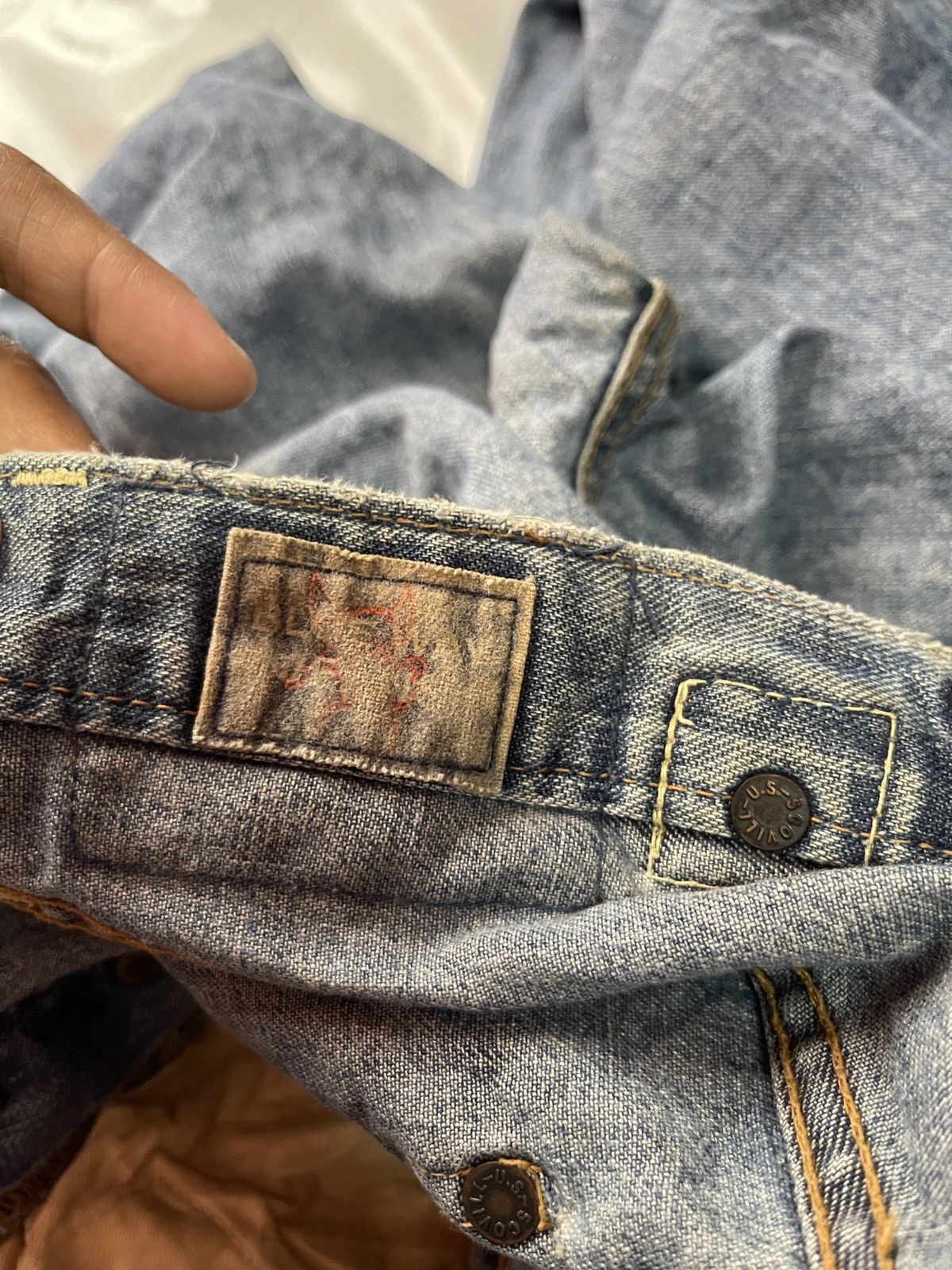 If Six Was Nine × Japan Blue × Le Grande Bleu (L.G.B.) Vintage Selvedge Distressed Blue Way Denim Size US 30 / EU 46 - 9 Thumbnail