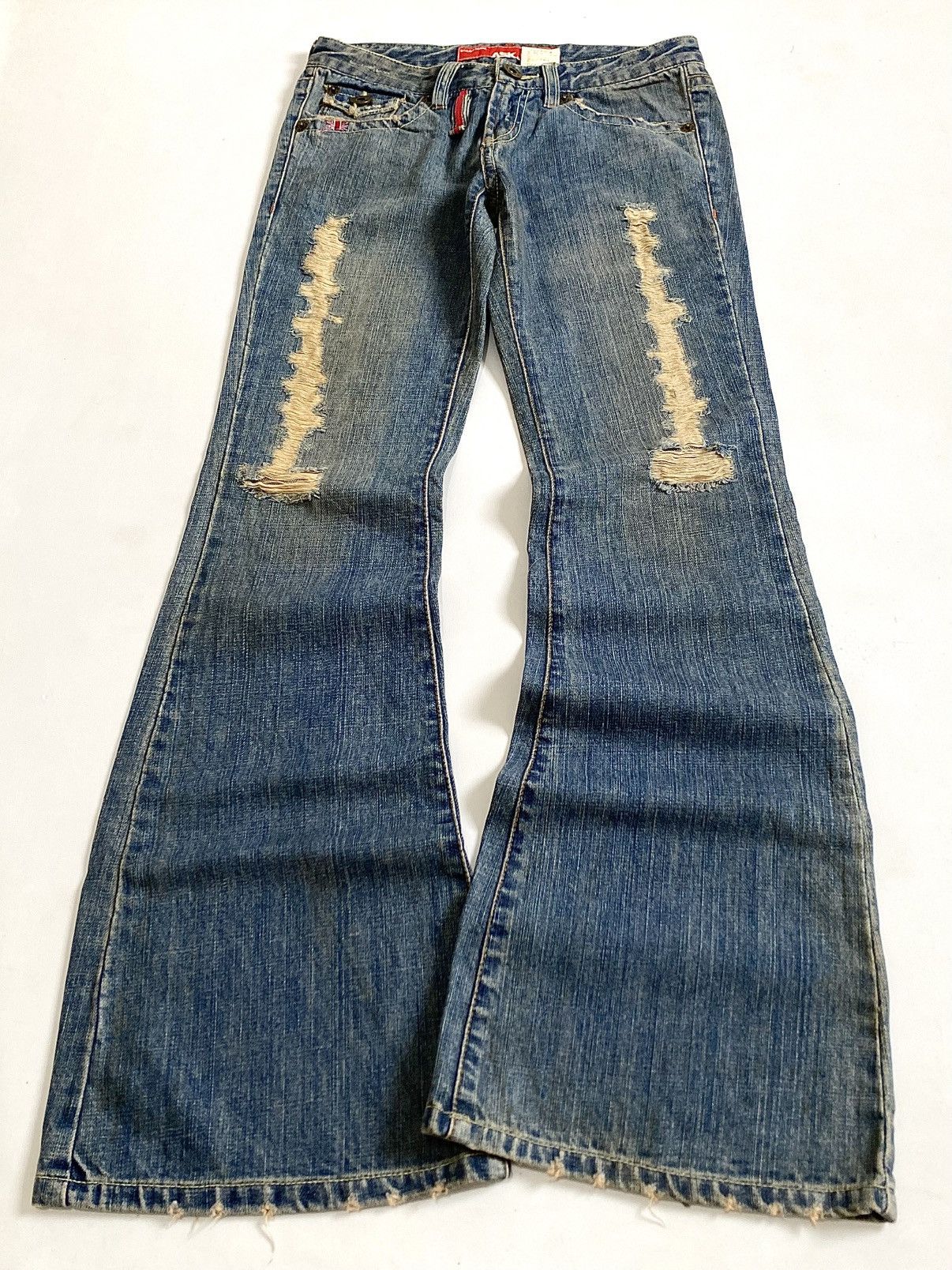 Hysteric Glamour 🔥Crazy Flare🔥 Distressed Jeans by Ask London LGB Style 🇬🇧 Size US 29 - 1 Thumbnail