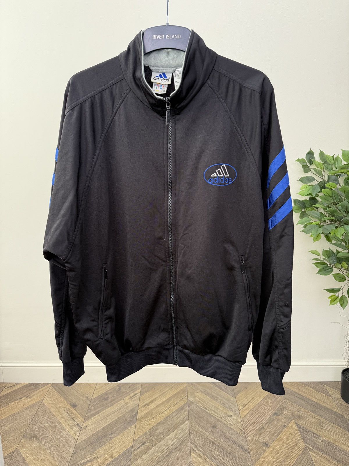 Adidas Adidas Retro Track Jacket Black Blue Stripes Full Zip Size US M / EU 48-50 / 2 - 1 Thumbnail