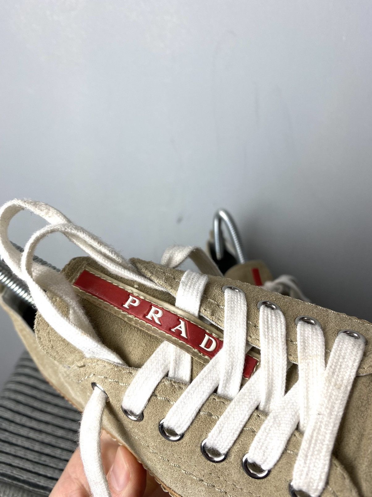 Prada Suede Prada Low Top Sneakers Red Tab Shoes Size US 6 / IT 36 - 8 Thumbnail