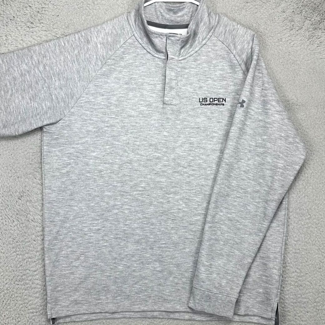 Under Armour Under Armour Sweatshirt Mens XL Gray US Open Championships Golf Pullover Button Mock Neck Long Sleeve Breathing Performance Size US XL / EU 56 / 4 - 2 Thumbnail