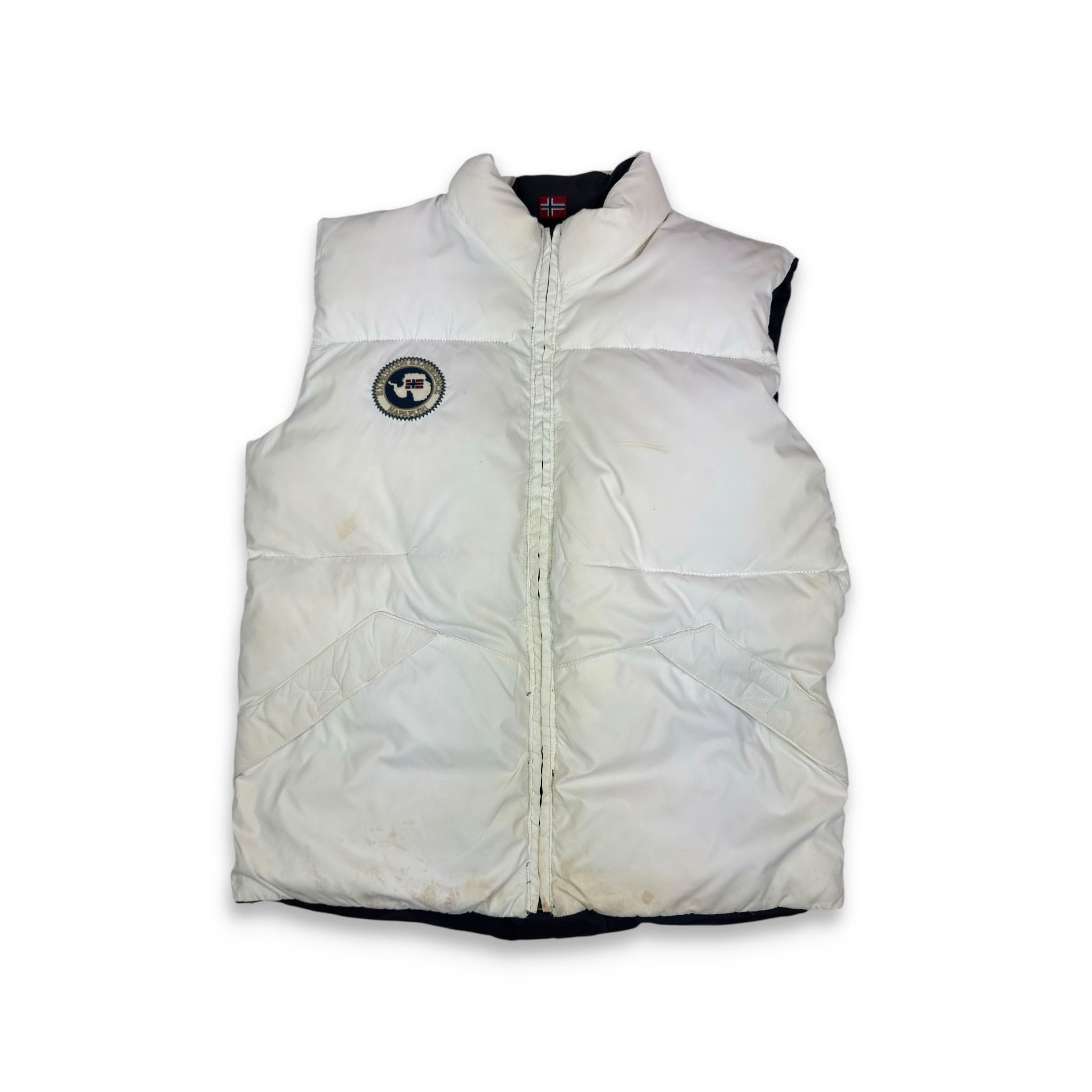 Napapijri Napapijri Men White Blue Reversible Full Zip Gilet Down Vest Size US S / EU 44-46 / 1 - 3 Thumbnail