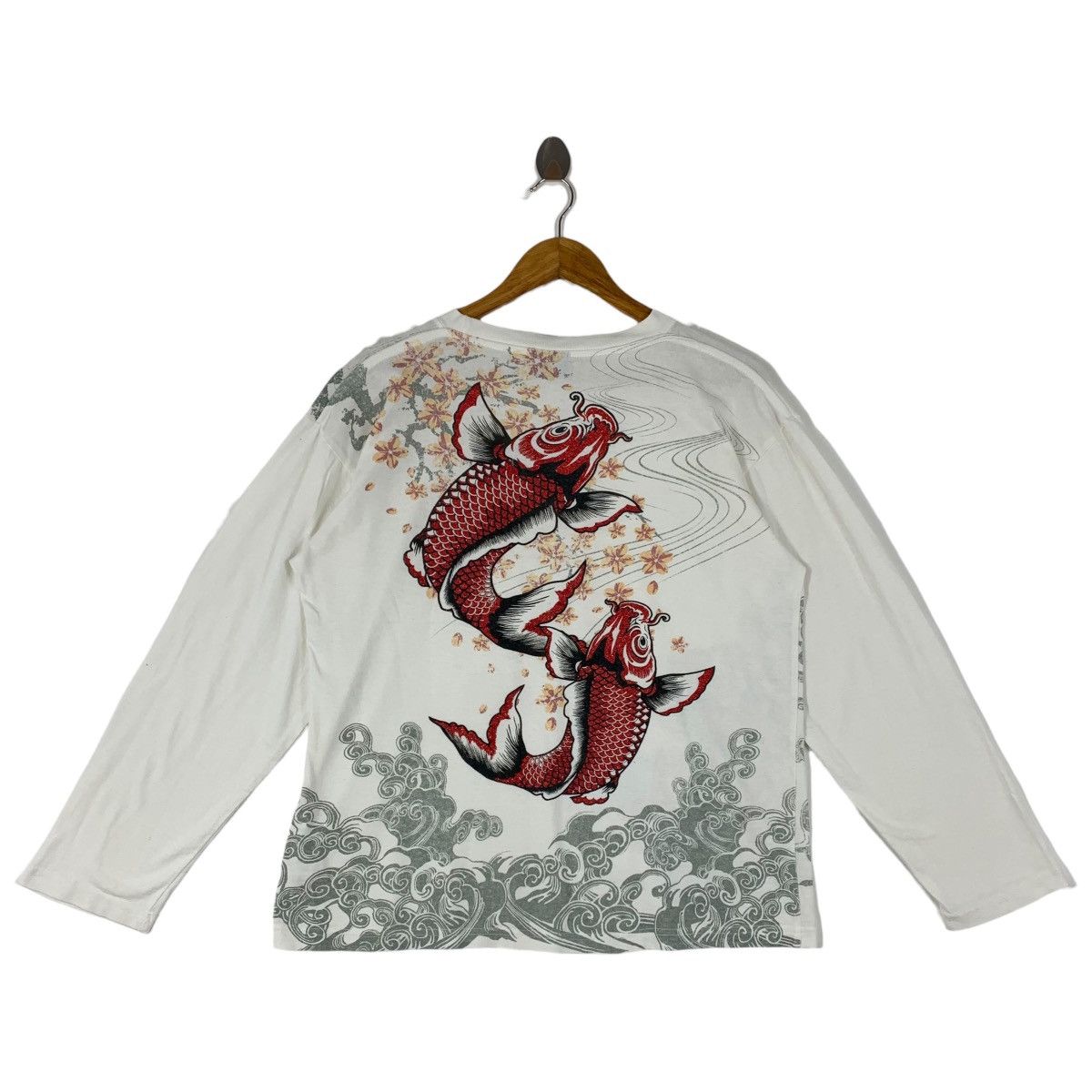 Japanese Brand Vintage BULLET NOISE koi fish big print sukajan tee Size US L / EU 52-54 / 3 - 1 Thumbnail