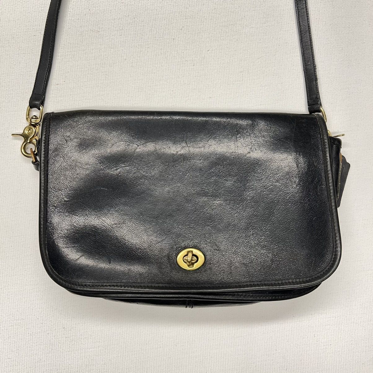 Coach × Vintage VTG Coach Crossbody Bag Purse Clutch Black Leather Hang Tag Size ONE SIZE - 2 Thumbnail