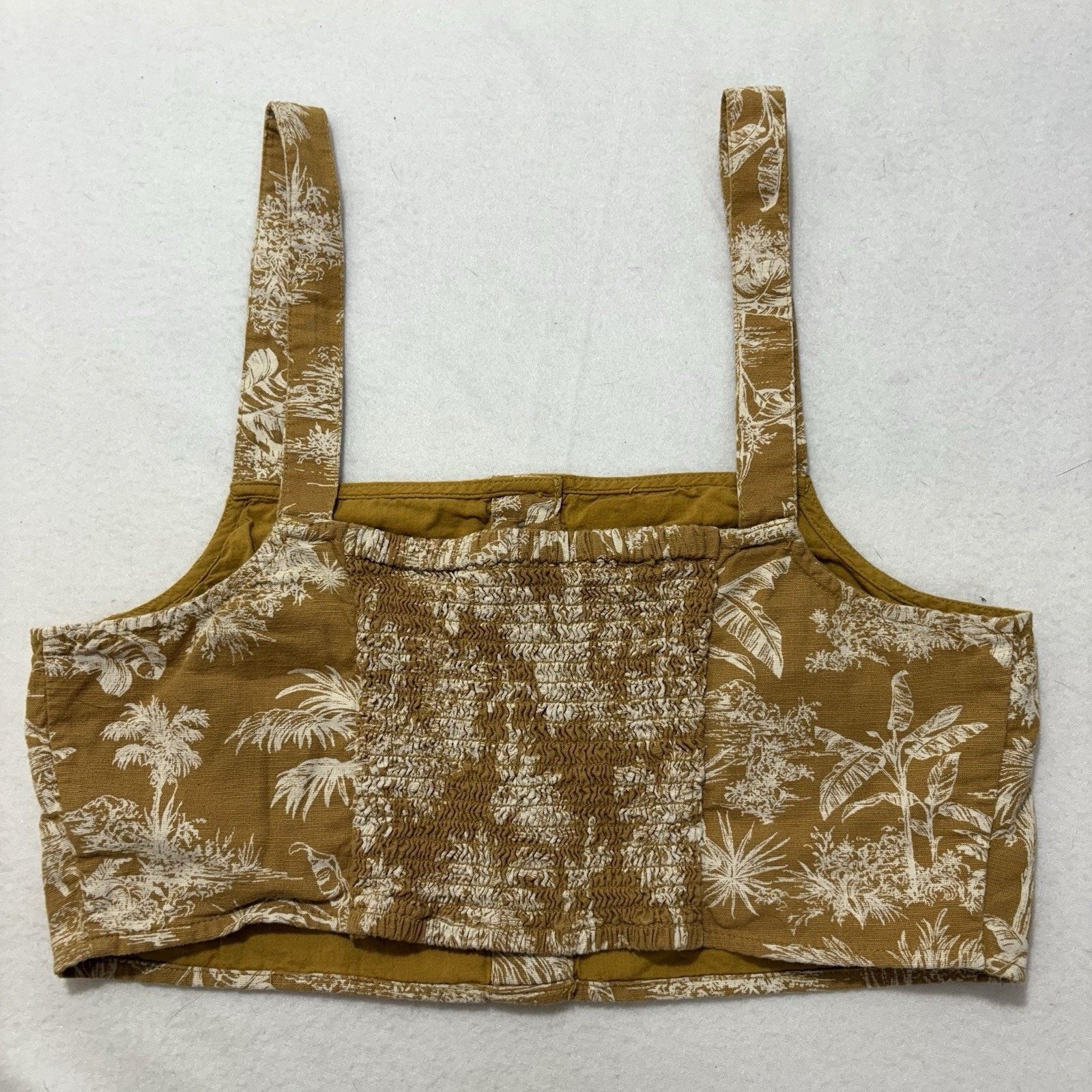 American Eagle Outfitters American Eagle Small Crop Top Tank Palm Tree Floral Button Size S / US 4 / IT 40 - 10 Thumbnail