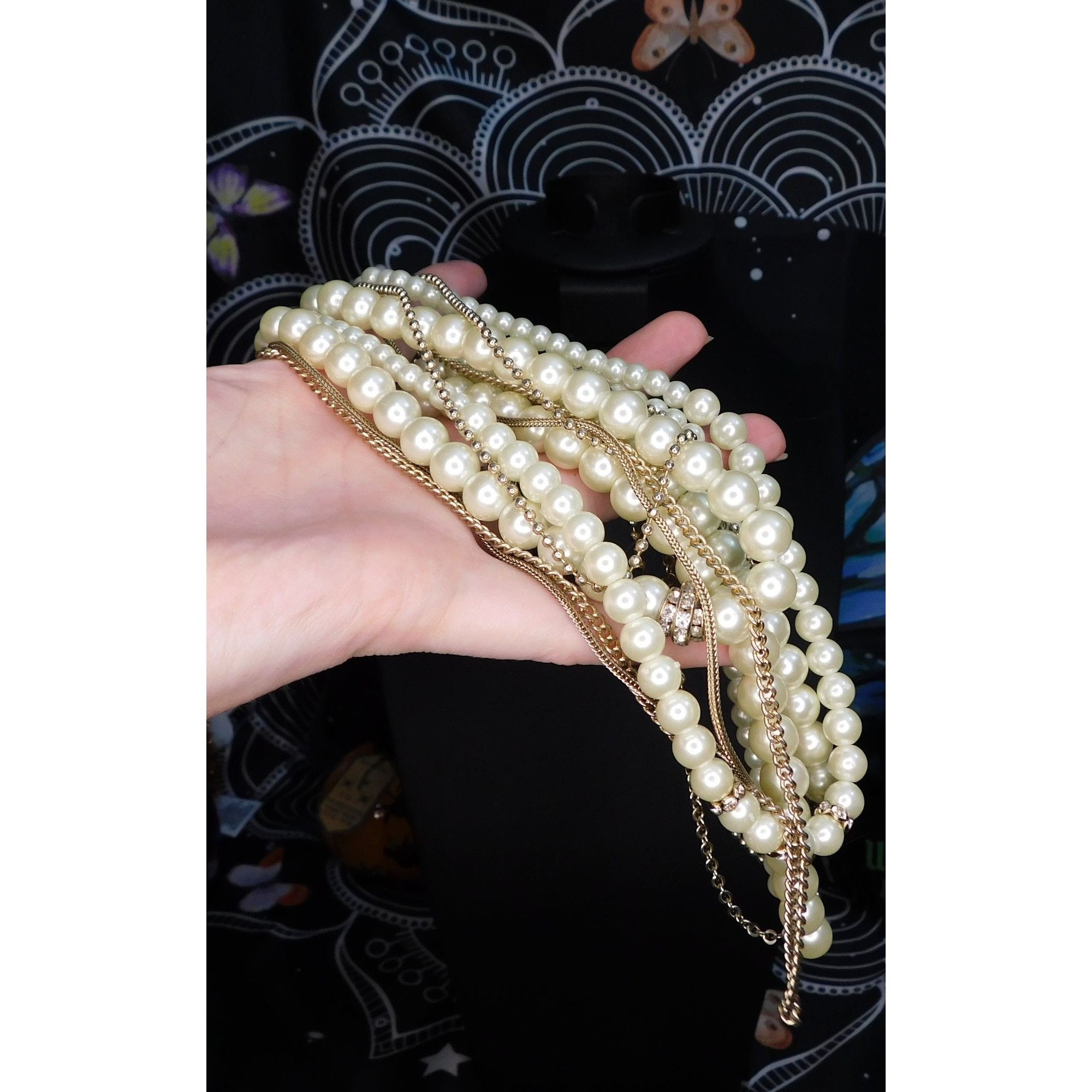 Other Multilayer Hollywood Glam Faux Pearl And Gold Tone Chain Nec Size ONE SIZE - 7 Thumbnail