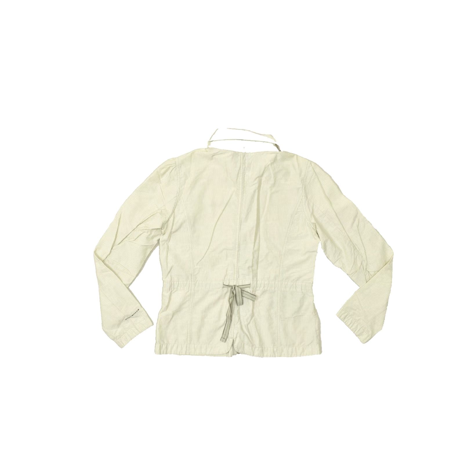 Vintage Columbia Jacket Beige Full Zip Womens M Cotton Blend Omni Shade Striped Basic Jacket Size M / US 6-8 / IT 42-44 - 2 Thumbnail