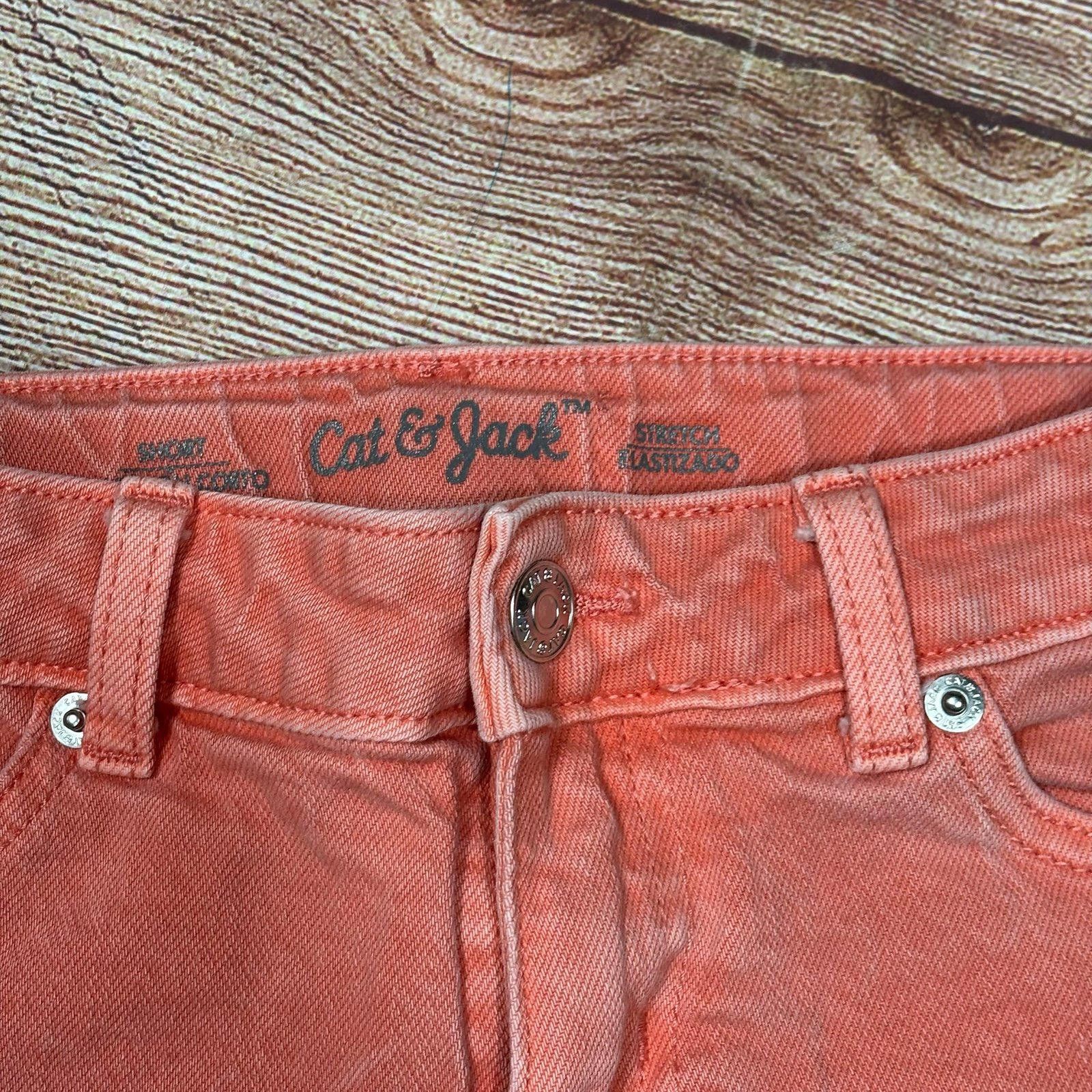 Other Cat & Jack Girls' Coral Frayed Hem Denim Shorts Size 8 Size 24" / US 00 / IT 34 - 4 Thumbnail