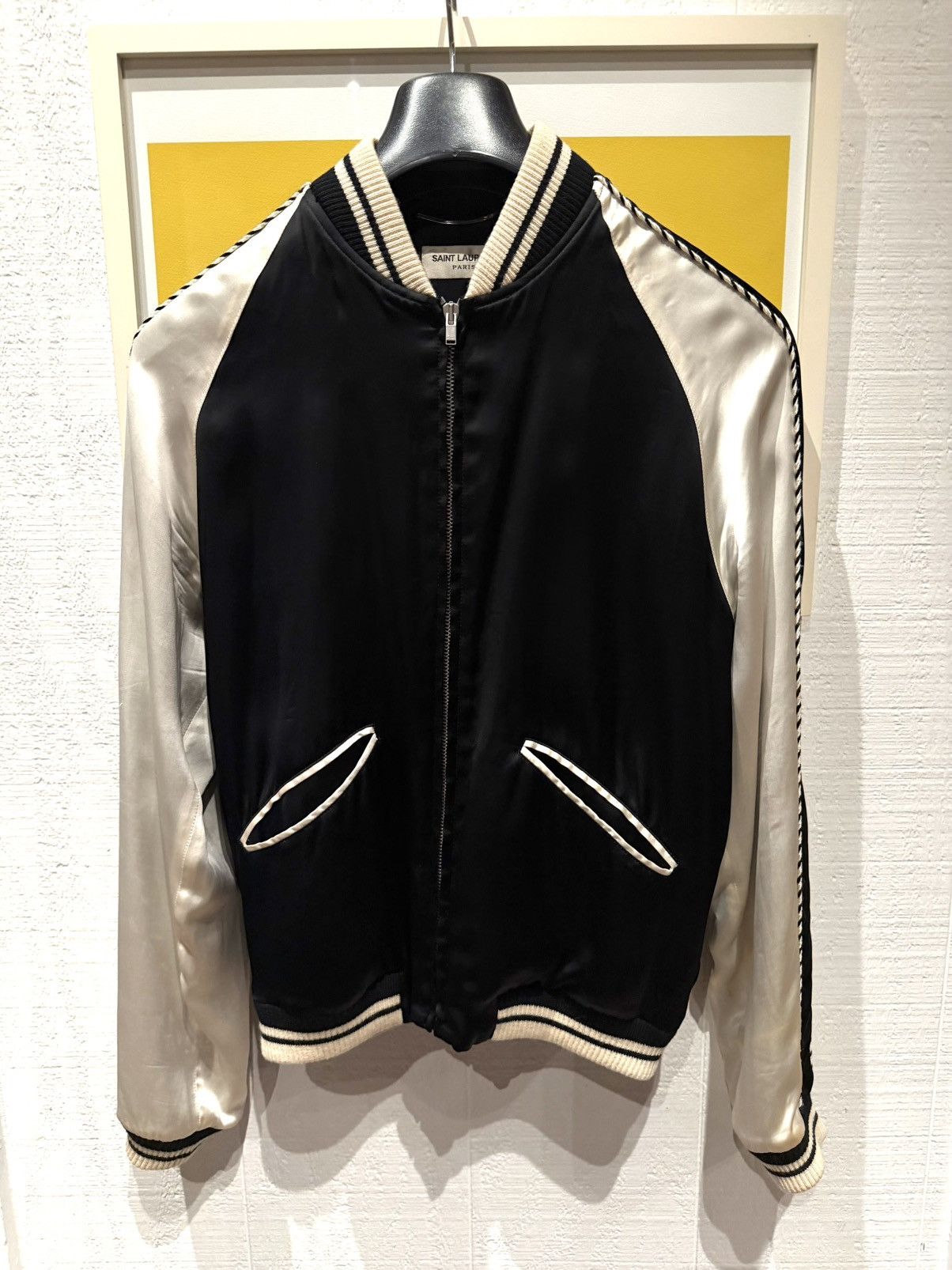 Hedi Slimane × Saint Laurent Paris 2013 Satin Teddy Souvenir Bomber Jacket Size US S / EU 44-46 / 1 - 1 Thumbnail