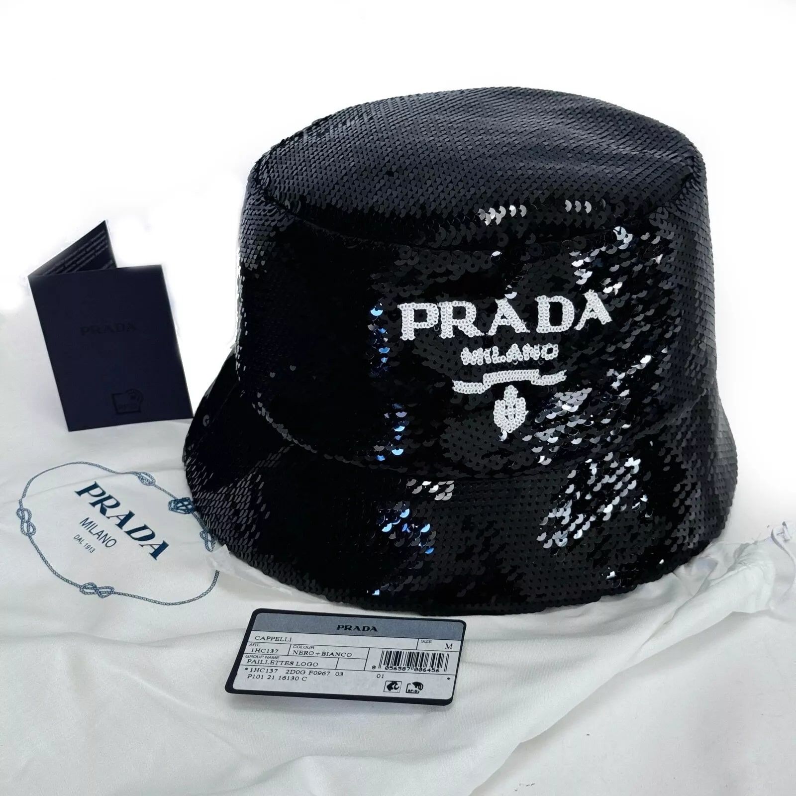 Prada Prada Sequin Logo Bucket Hat Size M Black Authentic Size ONE SIZE - 2 Thumbnail