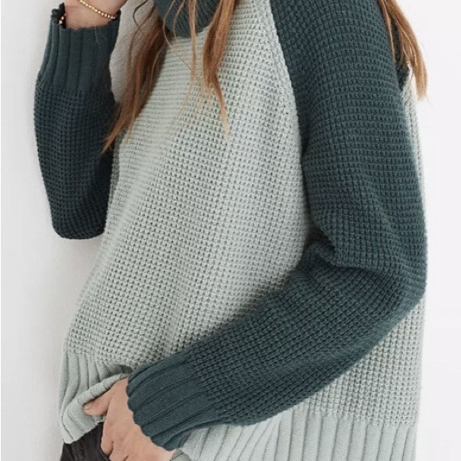 Madewell Madewell Colorblock Turtleneck Cross-Back Sweater Womens XXS Size XXS / US 00 / IT 34 - 3 Thumbnail