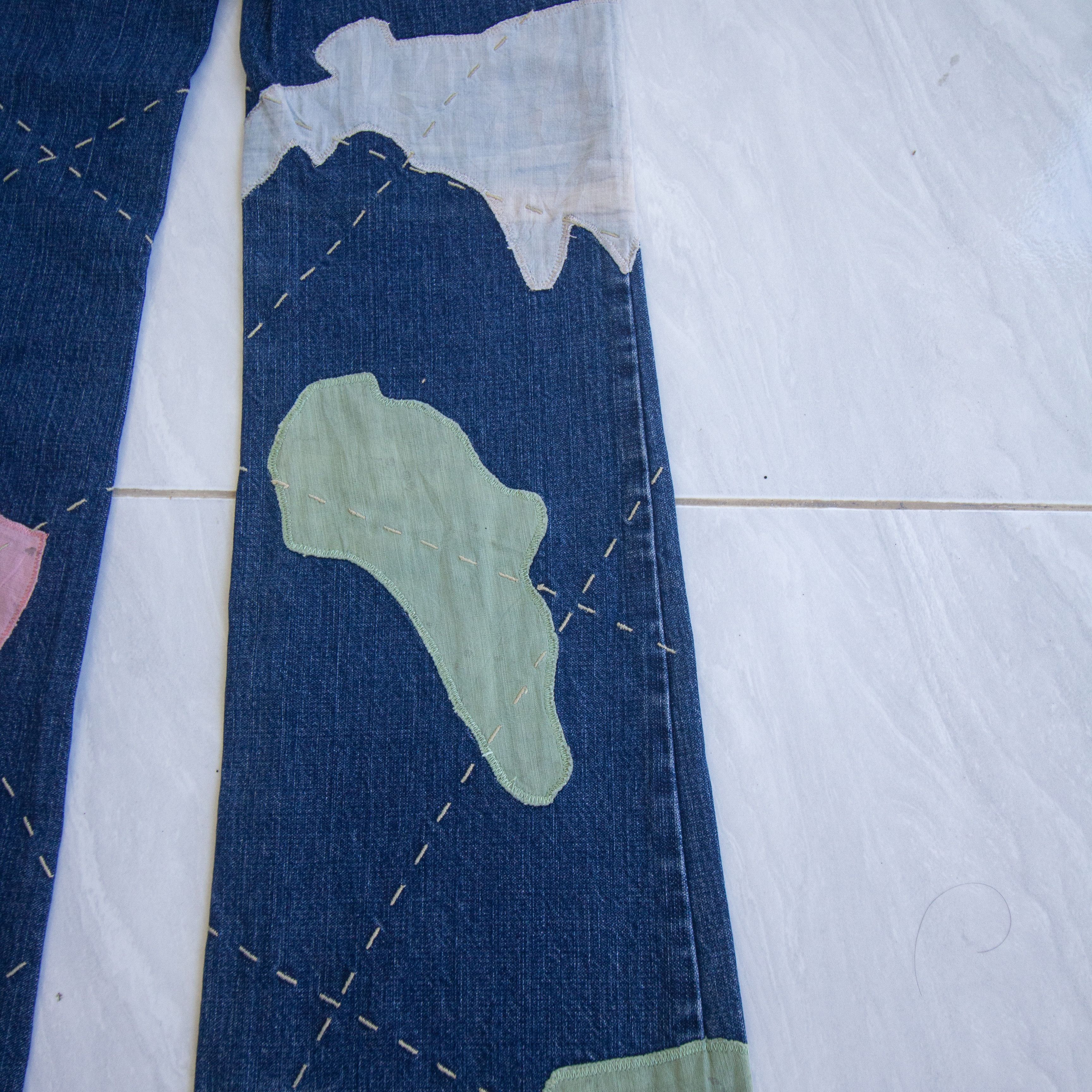 Japanese Brand Patchwork Flare Jeans by Fullmarks Size US 29 - 5 Thumbnail