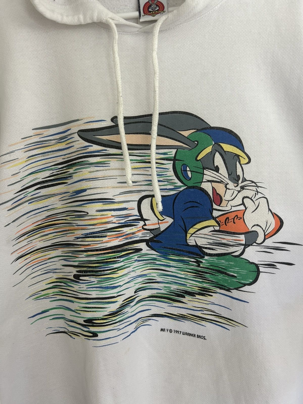 Vintage 1997 Looney Tunes Bugs Bunny Running Football Graphic Hoodie Size US L / EU 52-54 / 3 - 2 Thumbnail