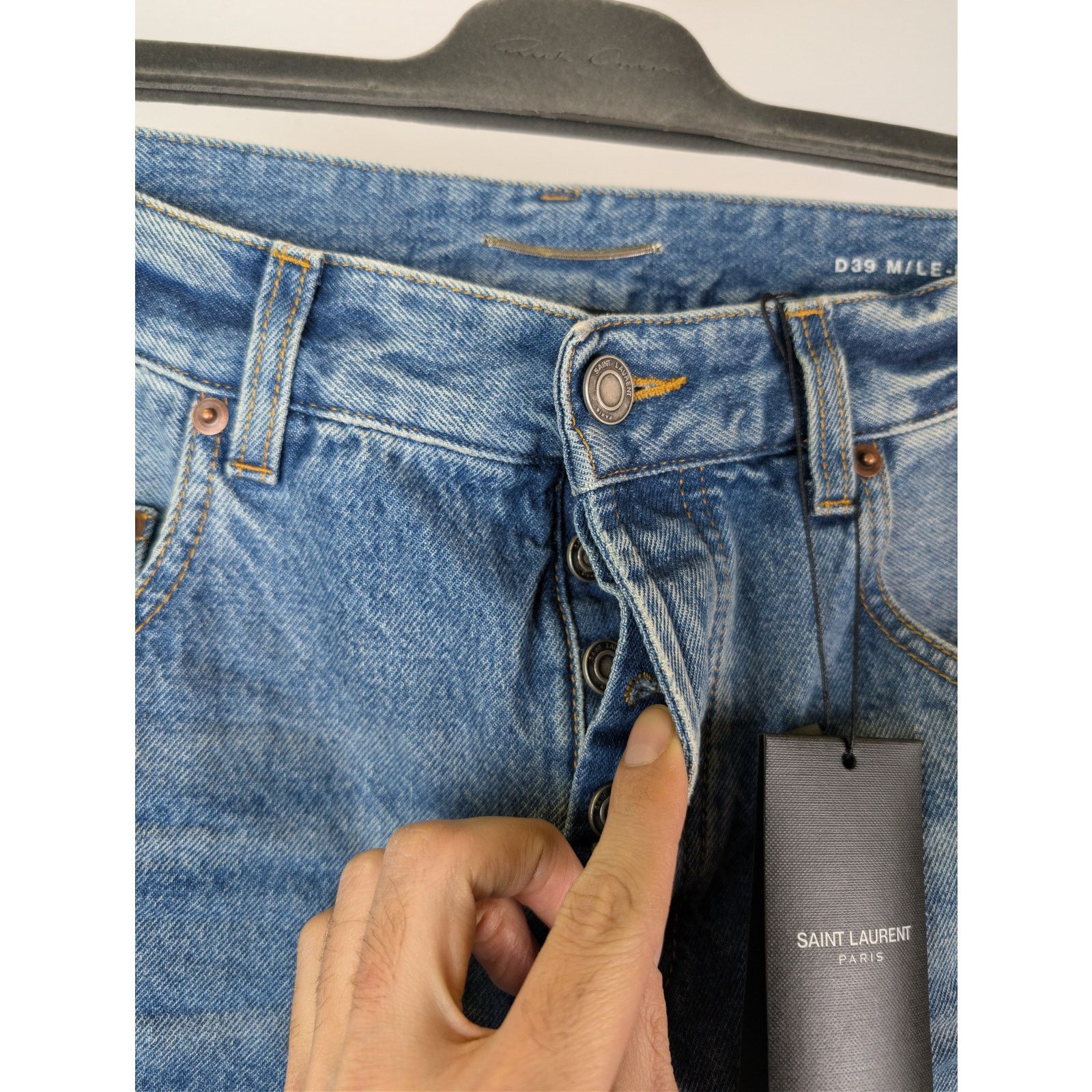Saint Laurent Paris o1rshd1 Long Extreme Baggy Globe Sky Denim Jeans in Blue Size US 34 / EU 50 - 7 Thumbnail
