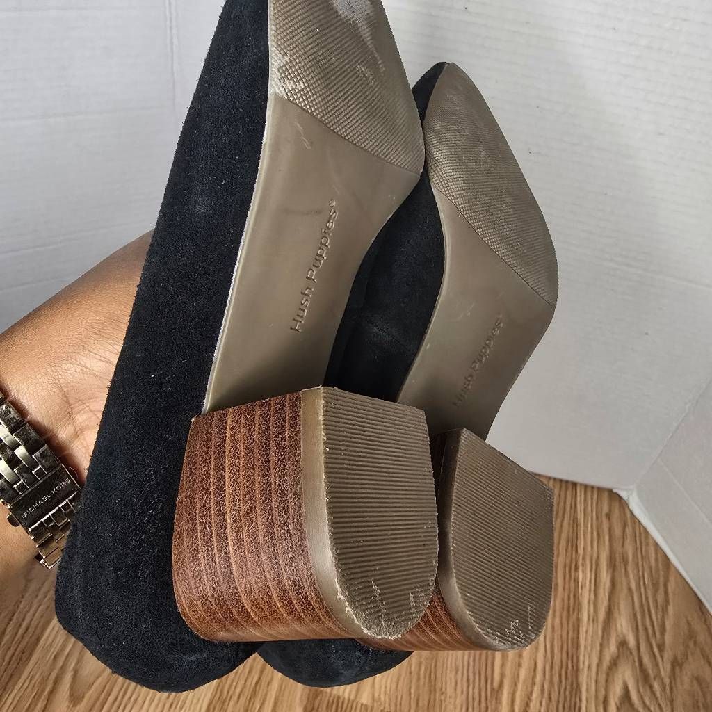 Hush Puppies Hush Puppies Sofie Pump Size 7 Black Nubuck Leather Block Heel Slip-On Shoes Size US 7 / IT 37 - 11 Thumbnail