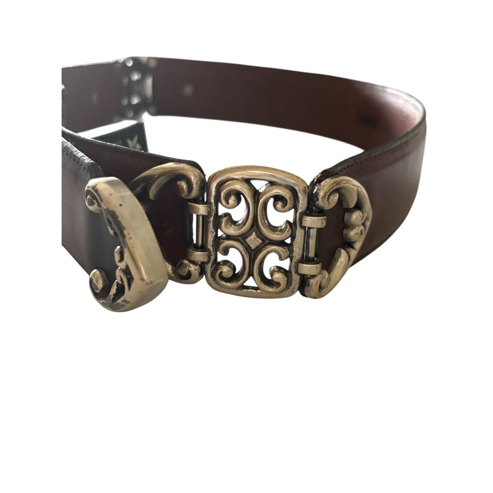 Brighton Brighton Art Nouveau Belt brown Leather Silver Swirl Sz S Size ONE SIZE - 6 Thumbnail