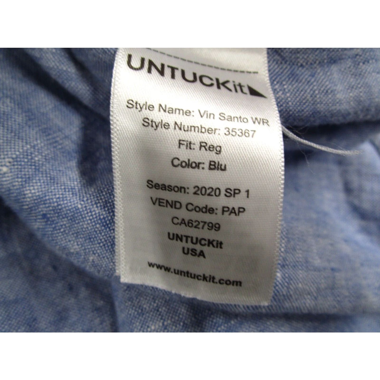 UNTUCKit UNTUCKit Mens Blue Linen Button Up Shirt Extra Large Short Sleeve Wrinkle Resistant Breathable Size US XL / EU 56 / 4 - 4 Thumbnail