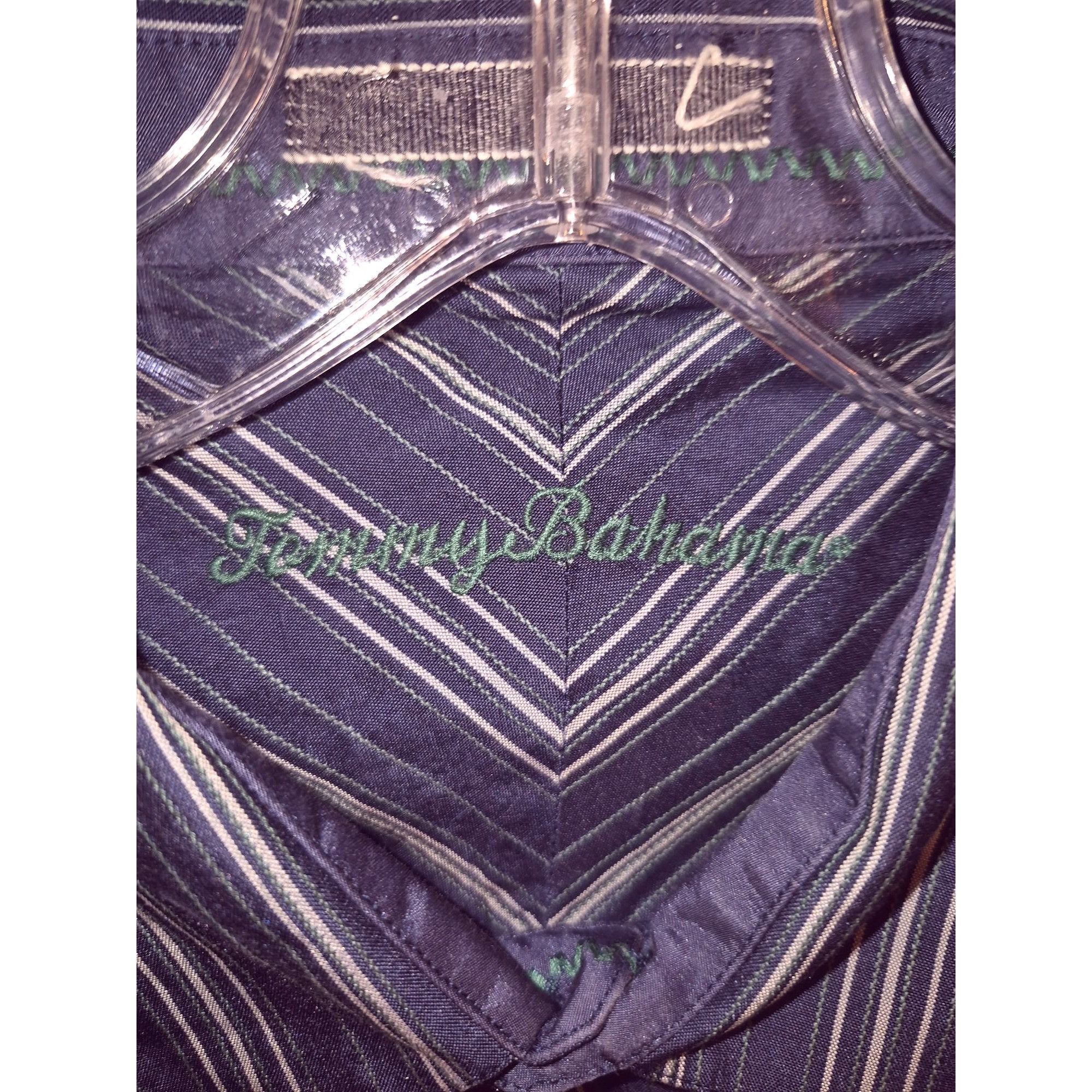 Tommy Bahama Tommy Bahama Mens Medium 100% Silk Navy Striped Button-Up Lo Size US M / EU 48-50 / 2 - 2 Thumbnail