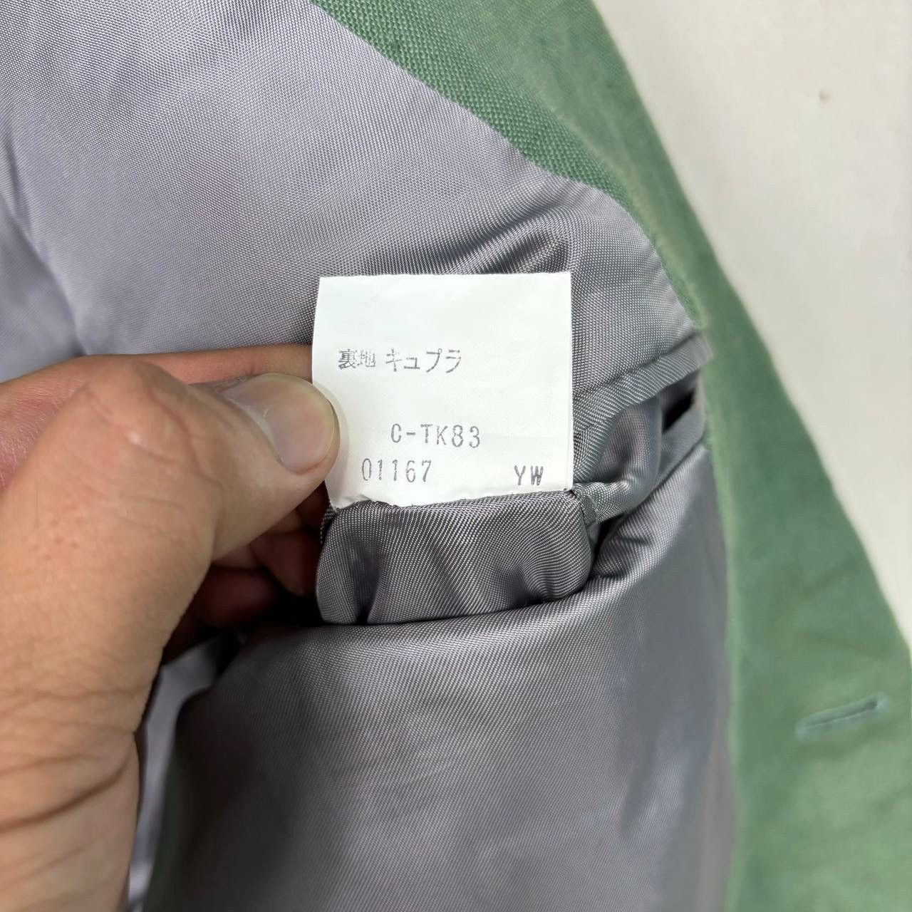 Thierry Mugler Vintage Thierry Mugler Paris Green 100% Linen Blazer 165A4 Size 36R - 9 Thumbnail