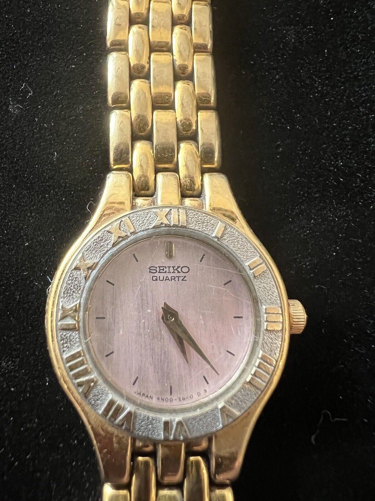 Seiko Vintage Seiko Ladies Quartz Watch Pink Face New Battery Size ONE SIZE - 3 Thumbnail