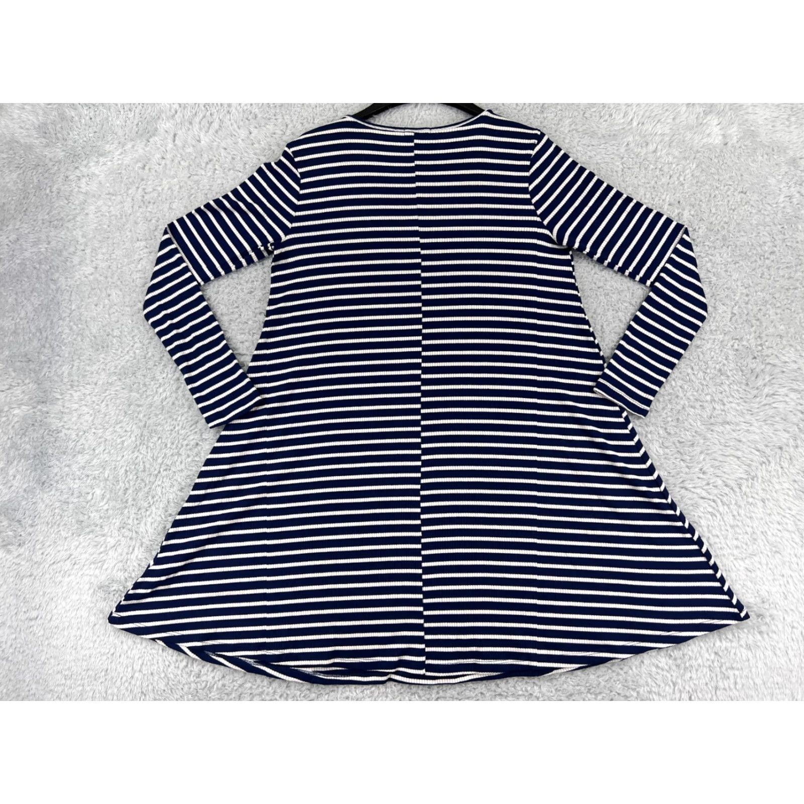 Vintage LA made Dress Womens Mini Striped Blue White Long Sleeve Polyester Blend Dress Size M / US 6-8 / IT 42-44 - 2 Thumbnail